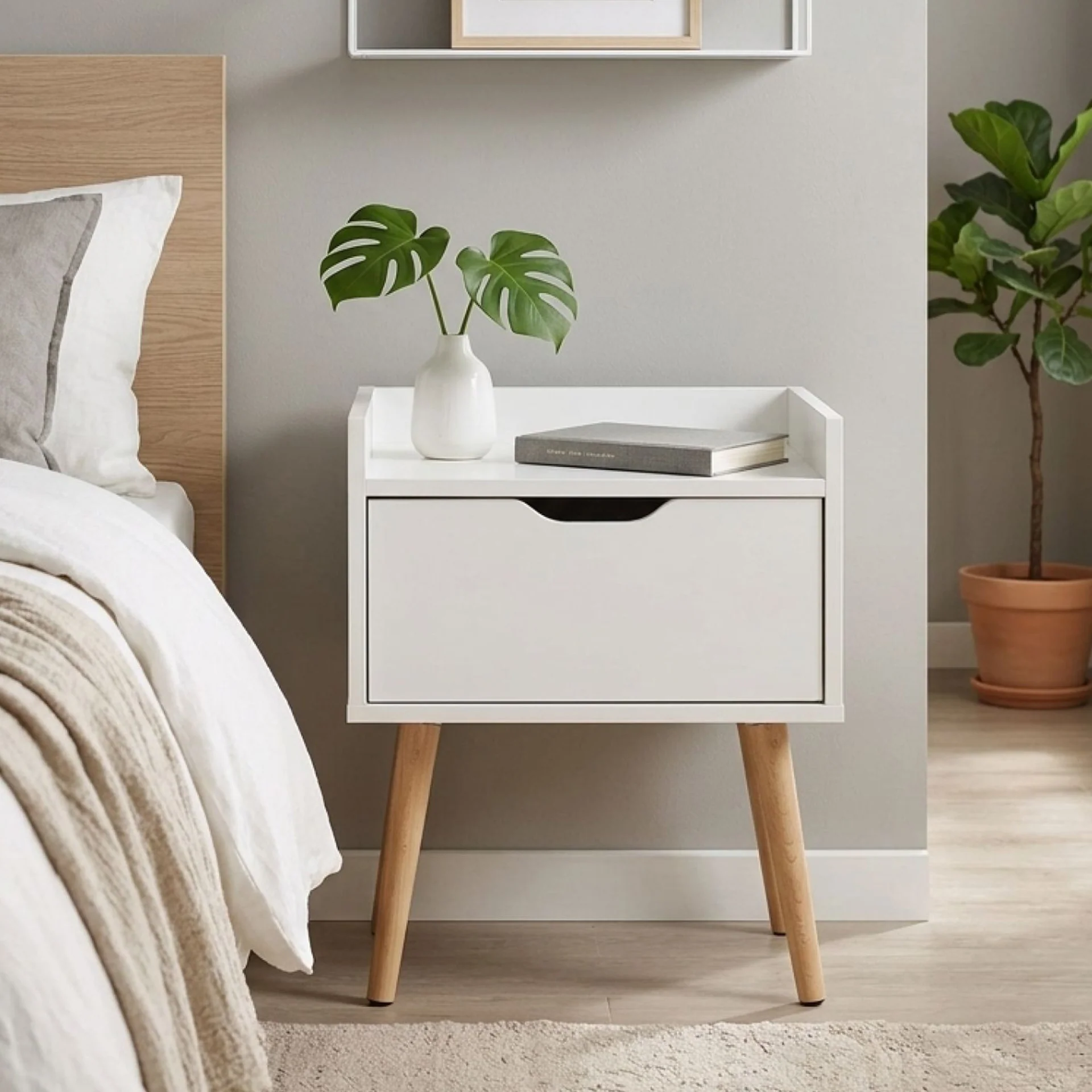 Tomi Bedside Table - White - Image 3