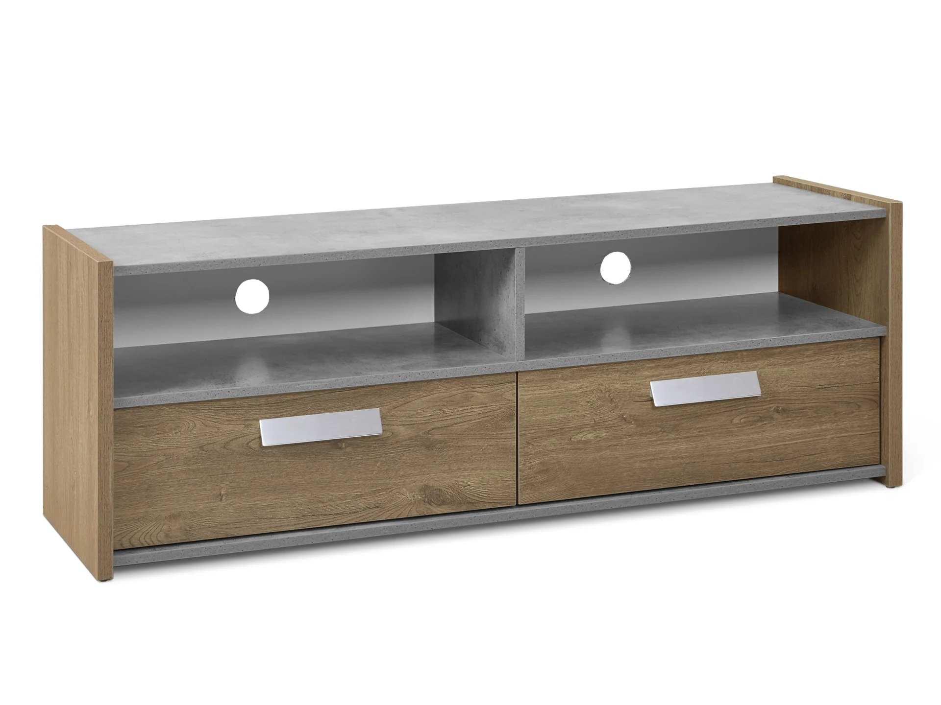 TOMMIE 1.4M Entertainment Unit - Cement + Oak - Image 2