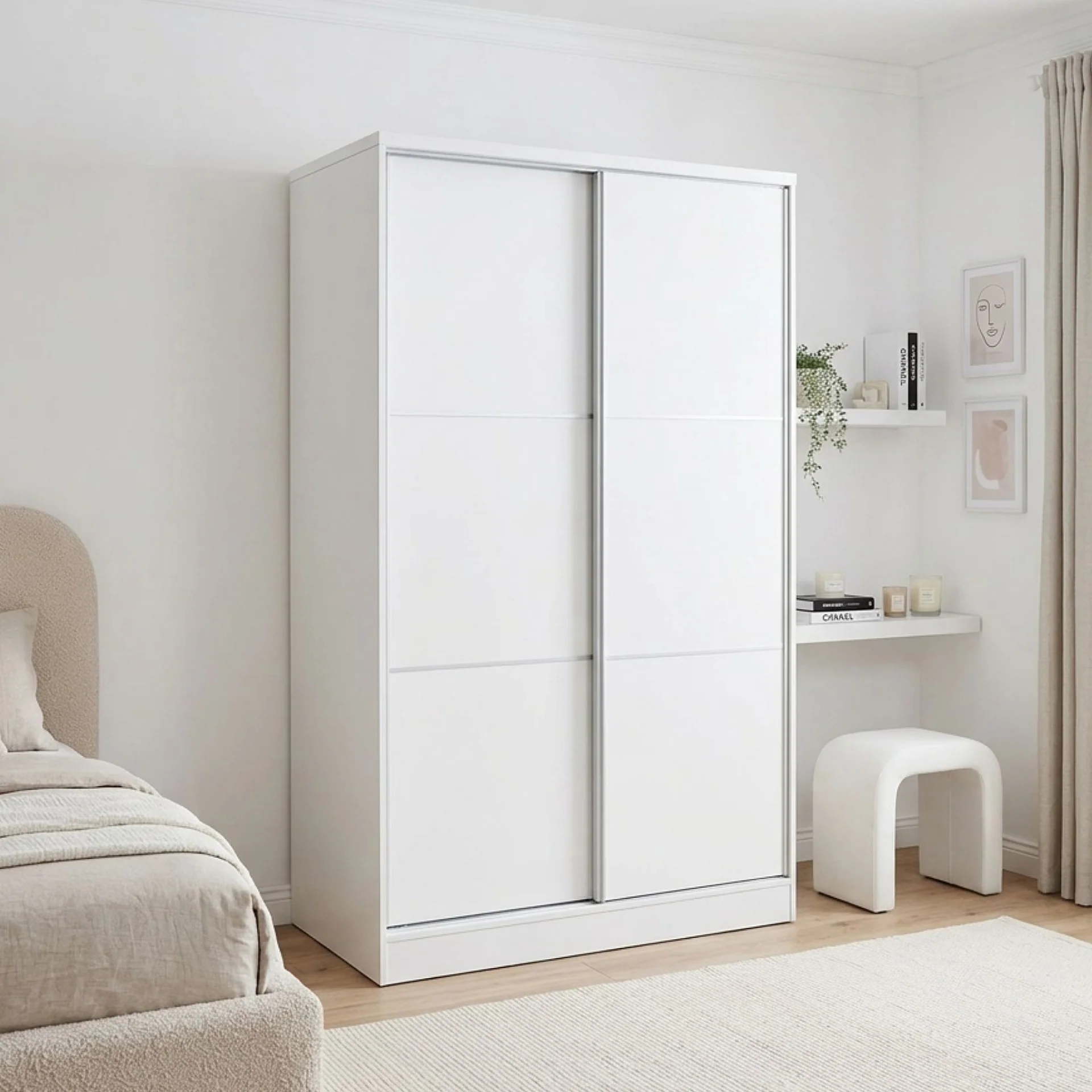Tonto 120cm Wardrobe With Sliding Doors - White - Image 4