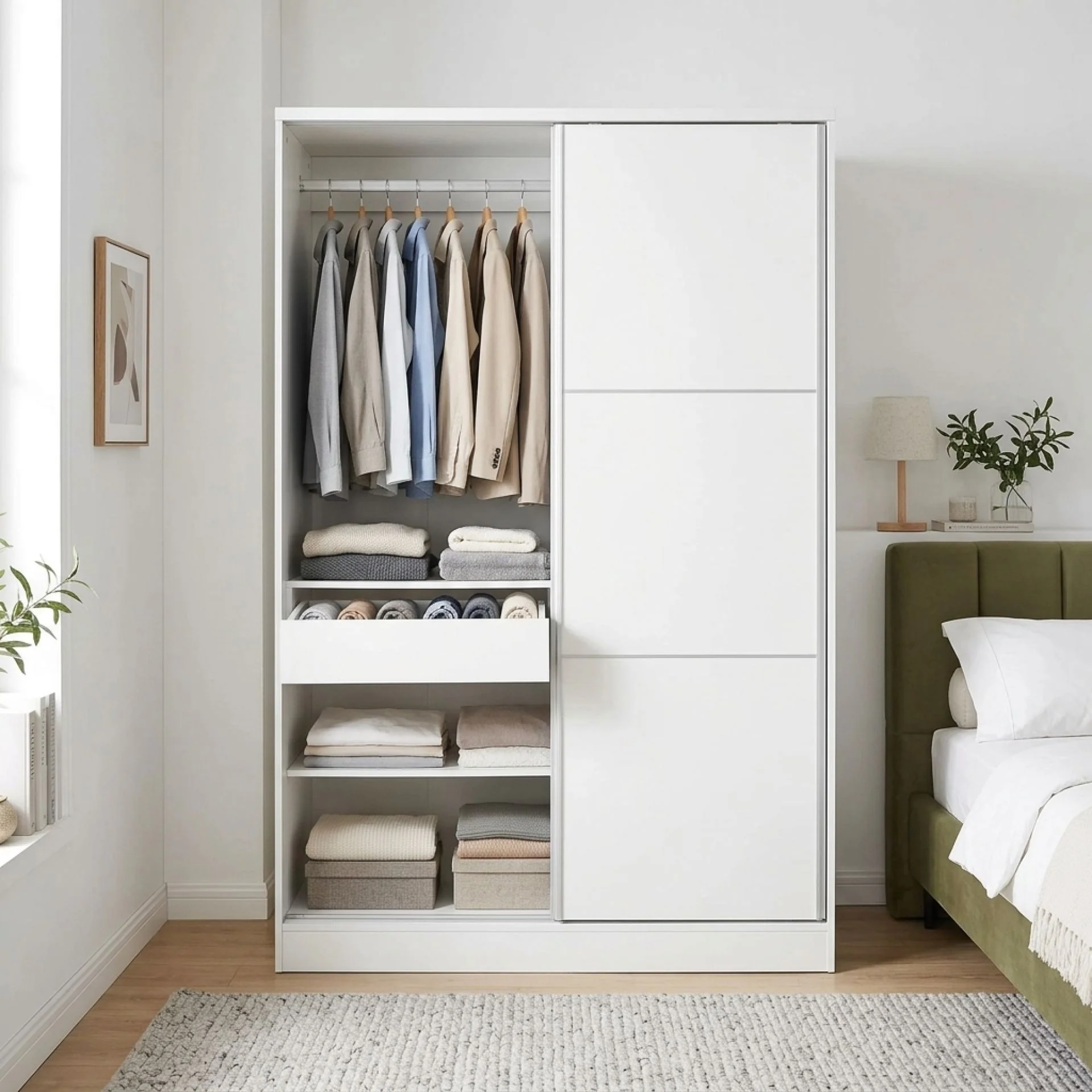 Tonto 120cm Wardrobe With Sliding Doors - White - Image 5