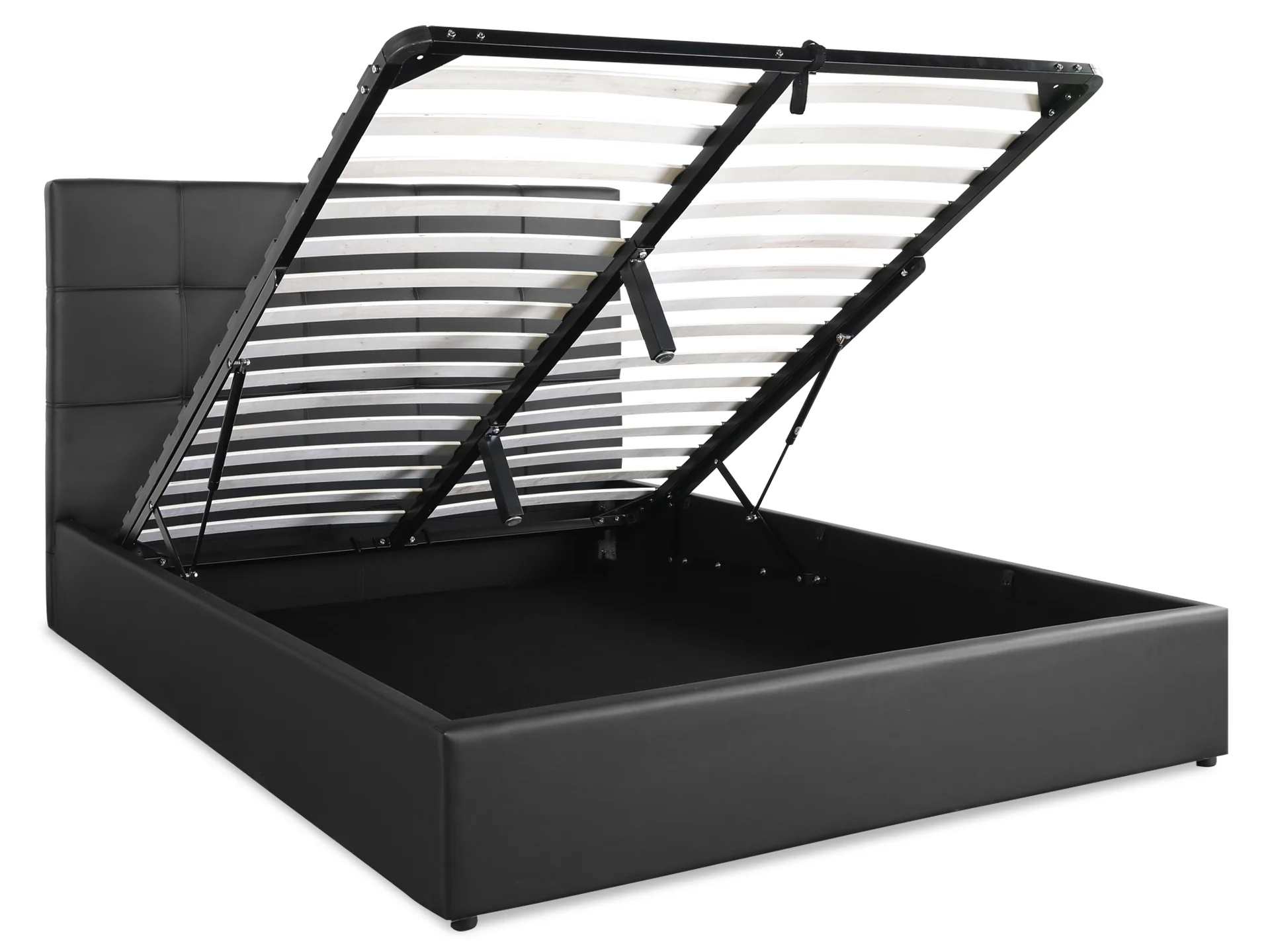 Torbert Queen PU Gas Lift Storage Bed Frame - Black - Image 2