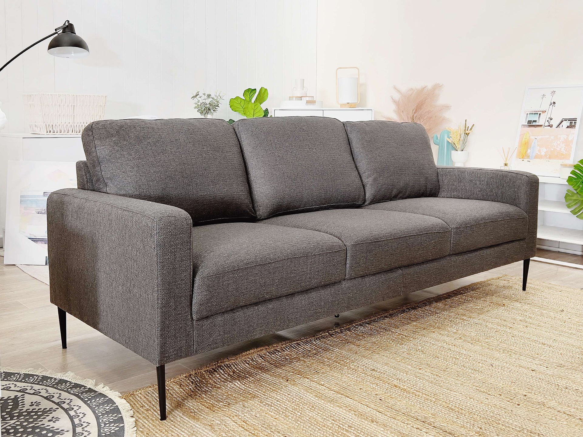 Toronto 3 Seater Fabric Sofa - Dark Grey - Image 10