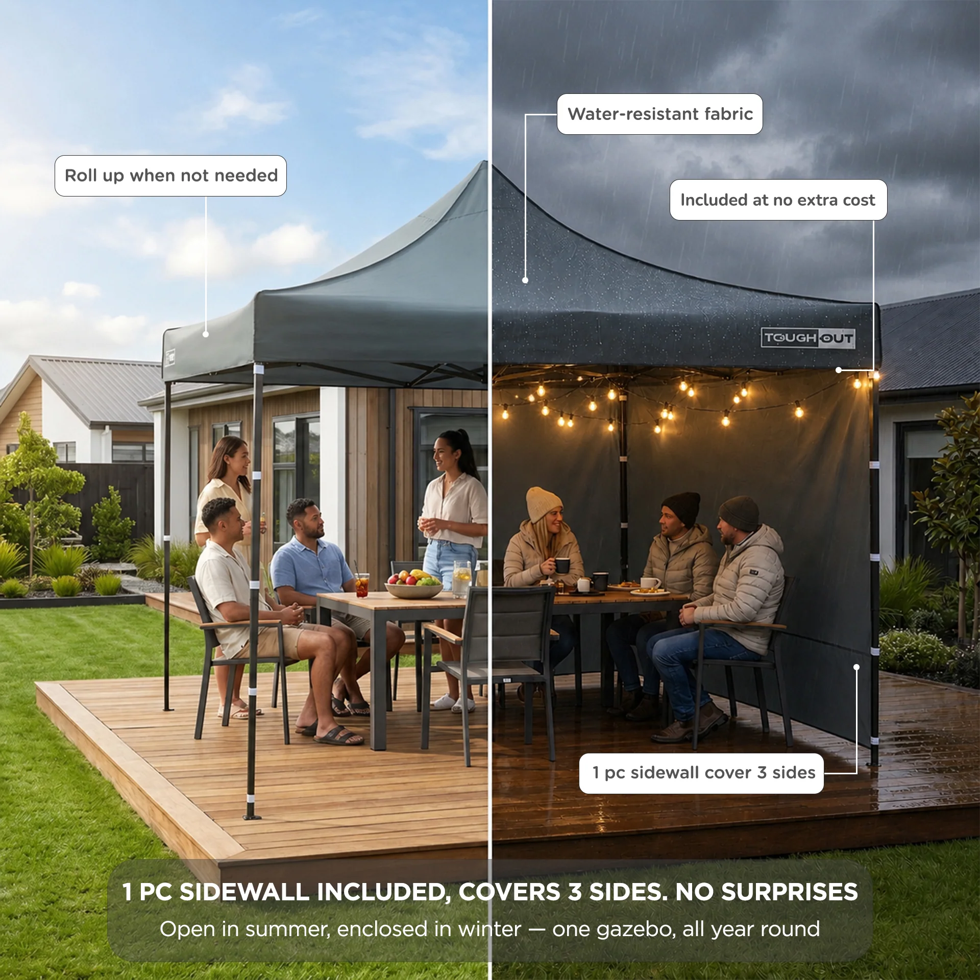 Toughout Breeze Gazebo 3 x 3m - Grey - Image 3