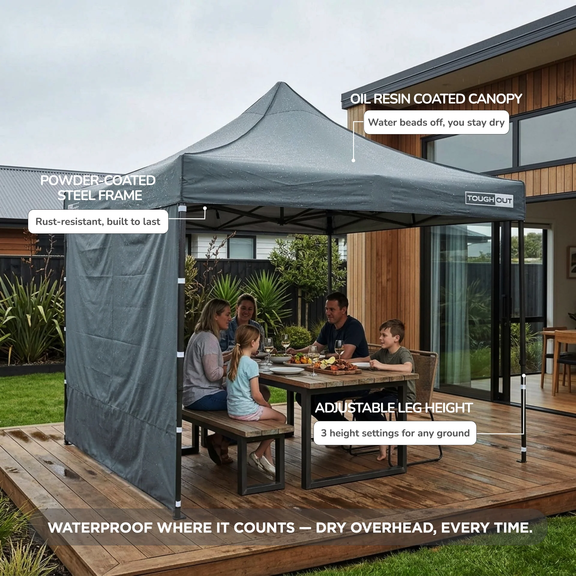 Toughout Breeze Gazebo 3 x 3m - Grey - Image 4