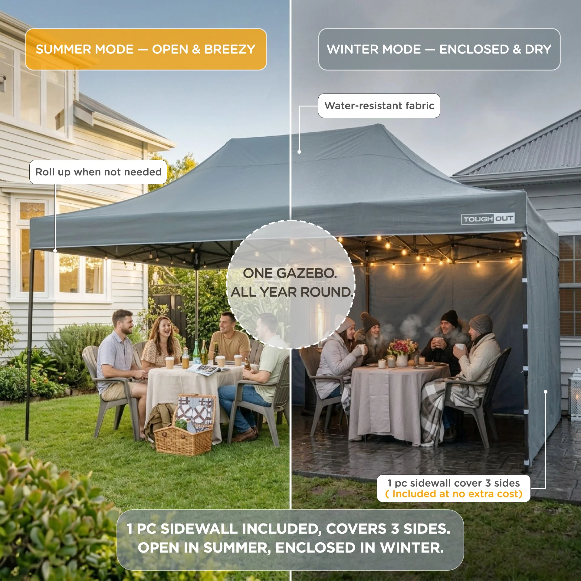 Toughout Breeze Gazebo 3 x 4.5m - Grey - Image 3