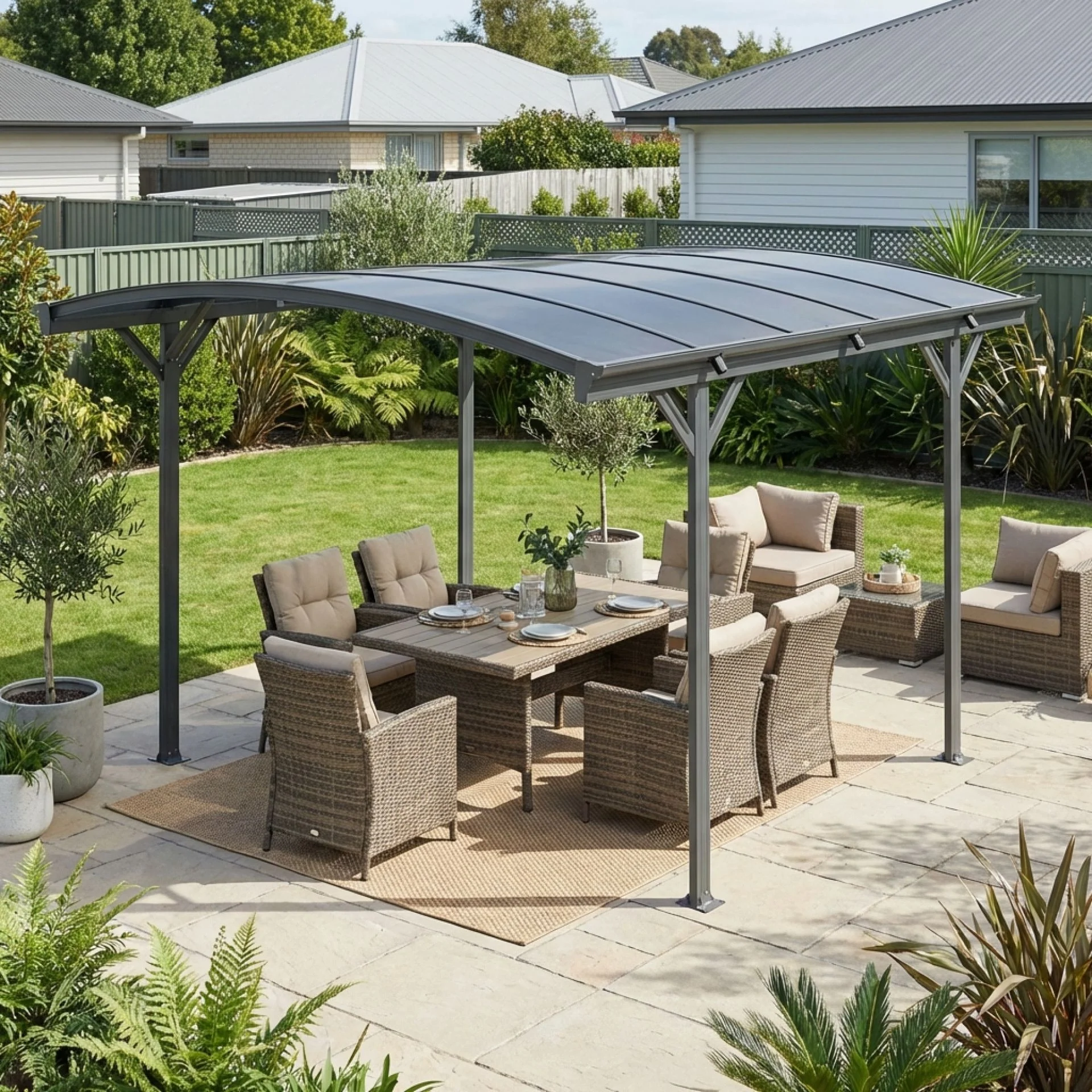 Toughout Patio Carport Canopy Curved Roof 3.6m x 3m - Image 4