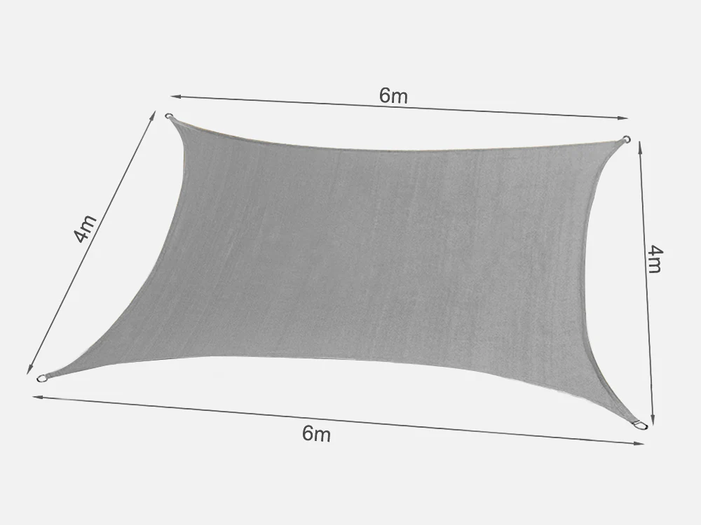 TOUGHOUT Shade Sail Rectangle 4m x 6m - GREY - Image 8