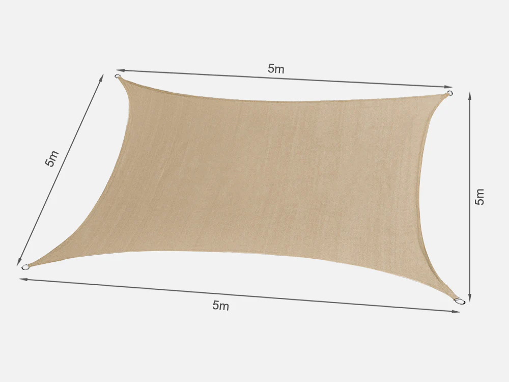 TOUGHOUT Shade Sail Square 5m x 5m - DESERT SAND - Image 2
