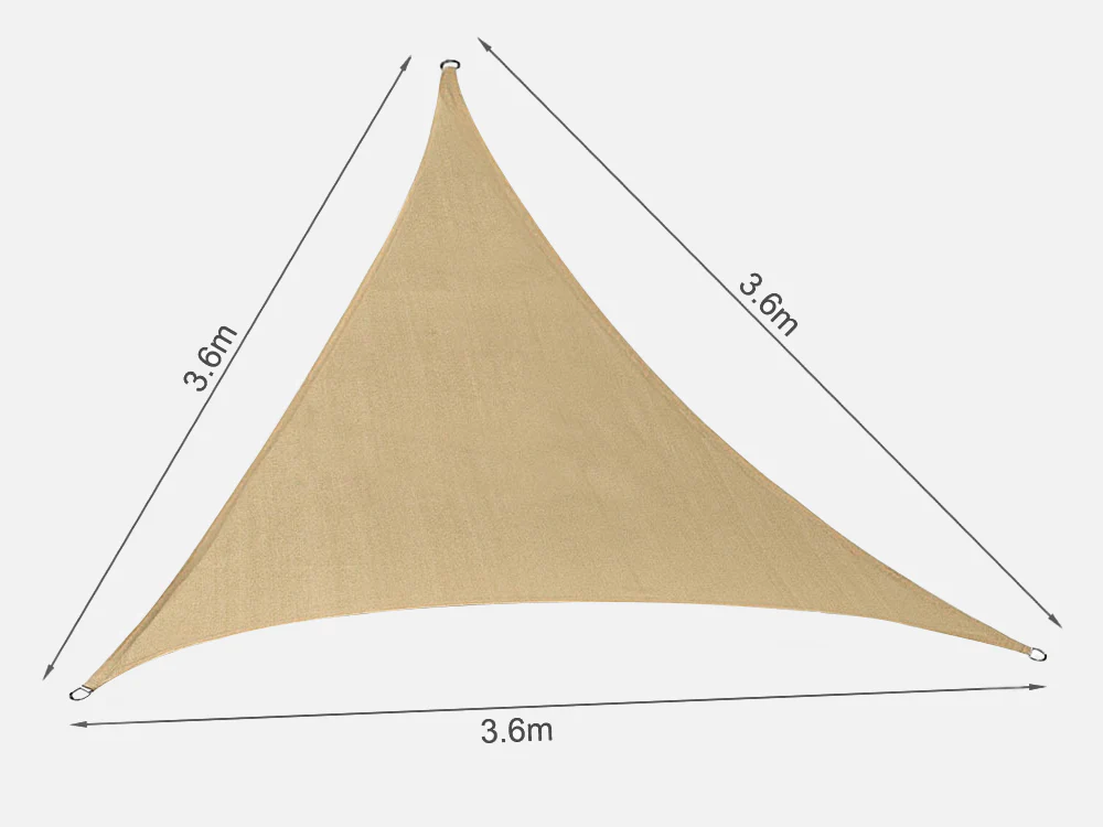 TOUGHOUT Shade Sail Triangle 3.6m x 3.6m x 3.6m - DESERT SAND - Image 7