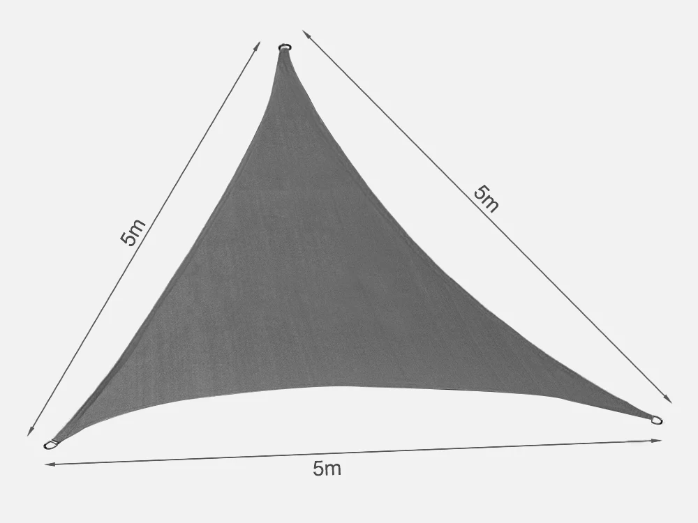 TOUGHOUT Shade Sail Triangle 5m x 5m x 5m - CHARCOAL - Image 7