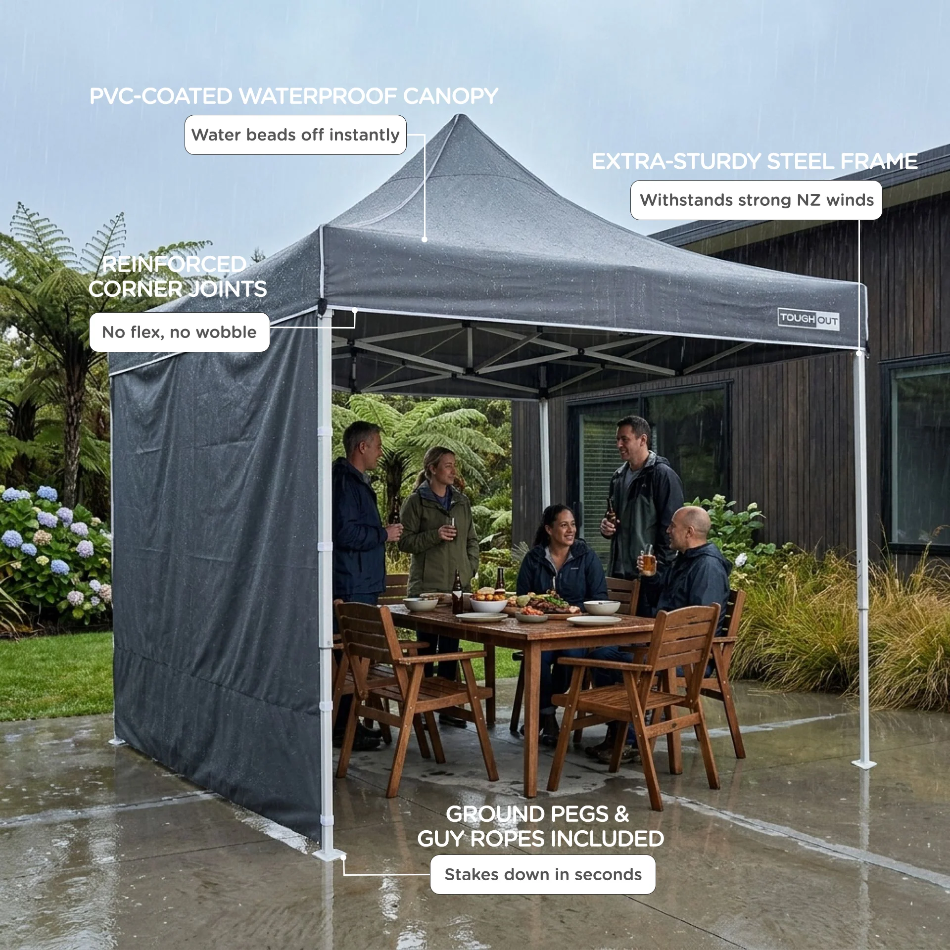 Toughout Thunderstorm Gazebo 3 x 3m - Grey - Image 4