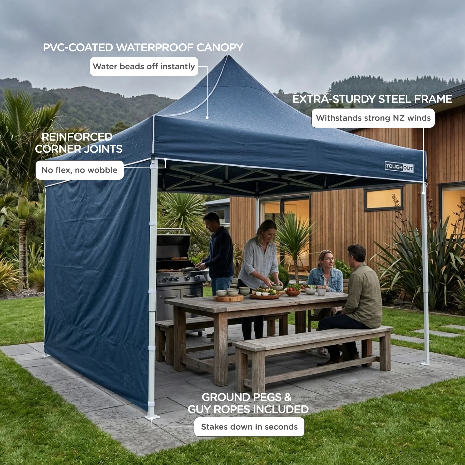 Toughout Thunderstorm Gazebo 3 x 3m - Navy - Image 4