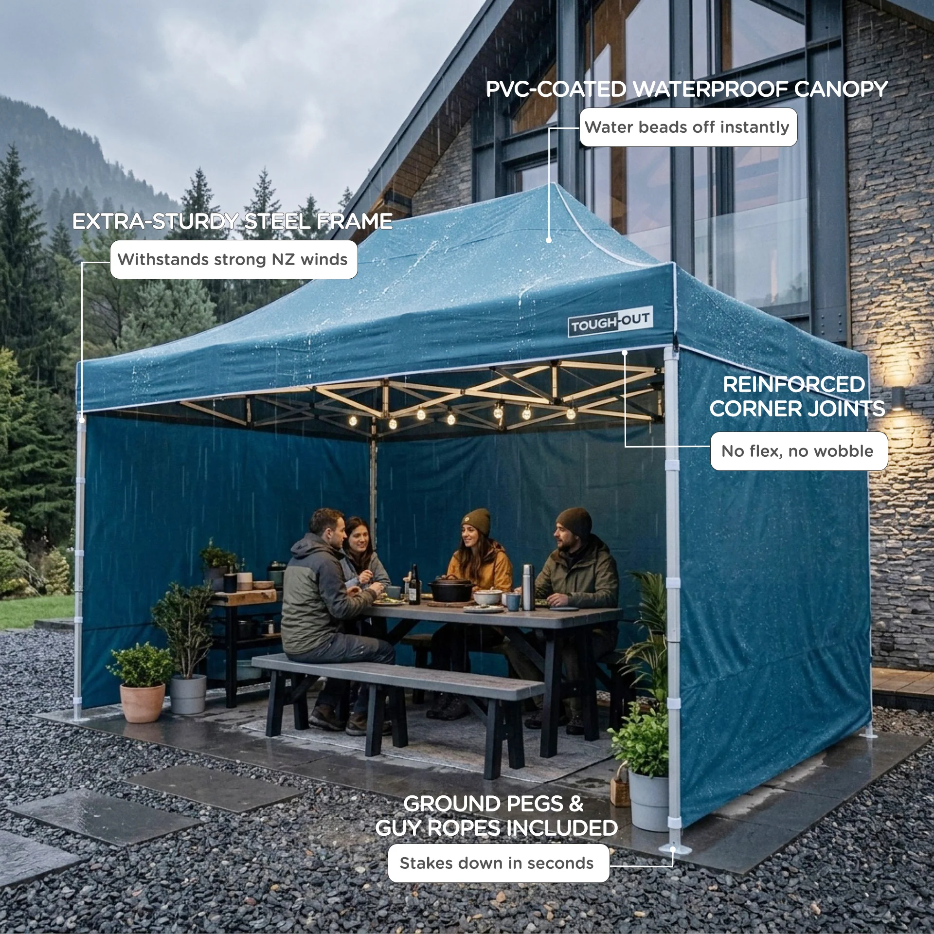 Toughout Thunderstorm Gazebo 3 x 4.5m - Navy - Image 4
