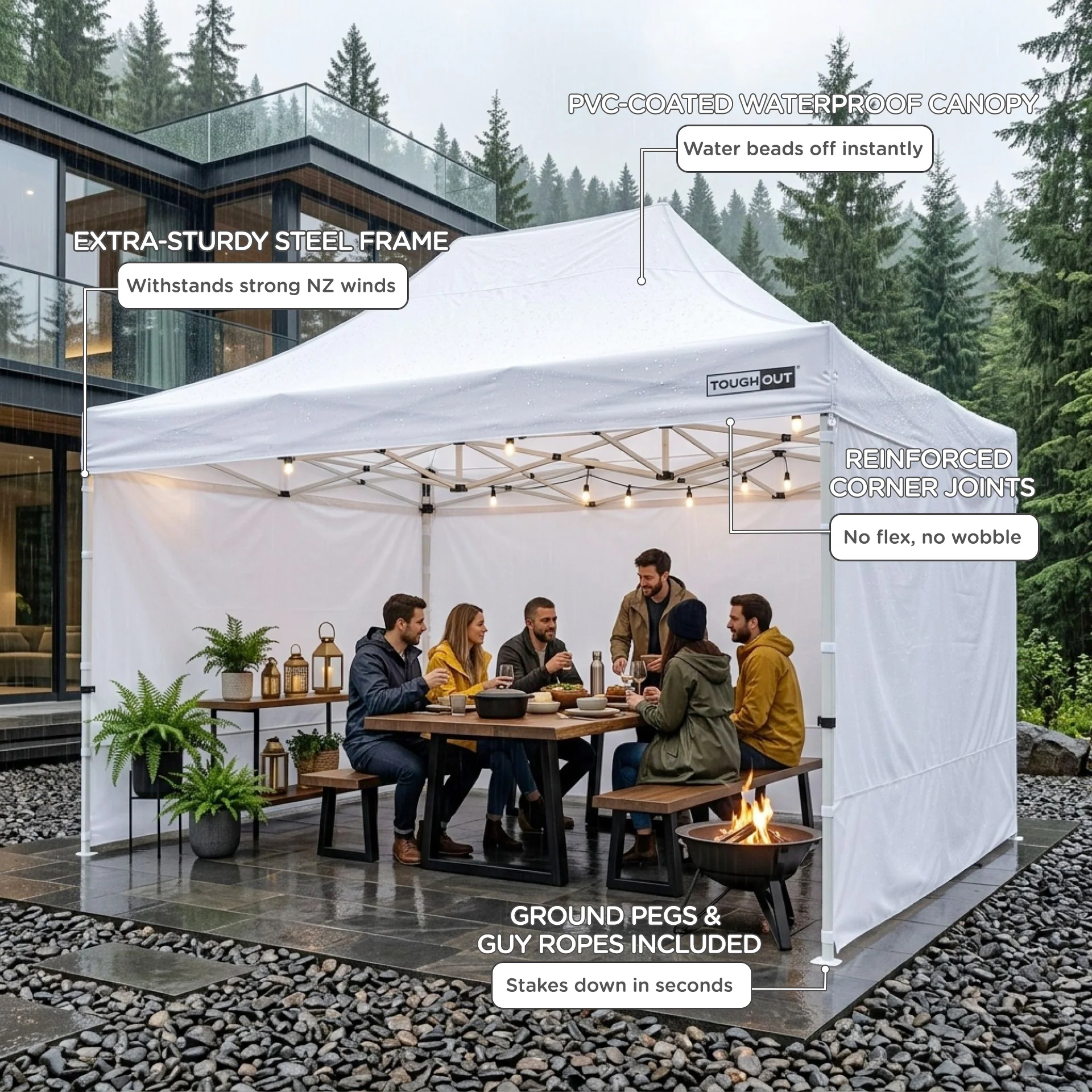 Toughout Thunderstorm Gazebo 3 x 4.5m - White - Image 4