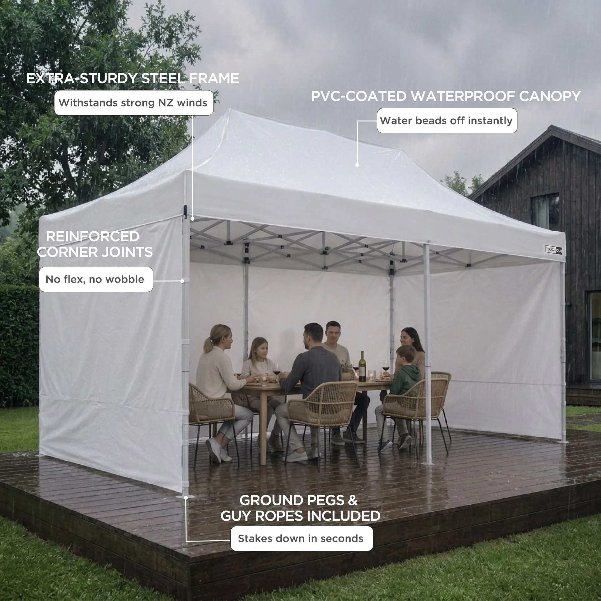 Toughout Thunderstorm Gazebo 3 x 6m - White - Image 4