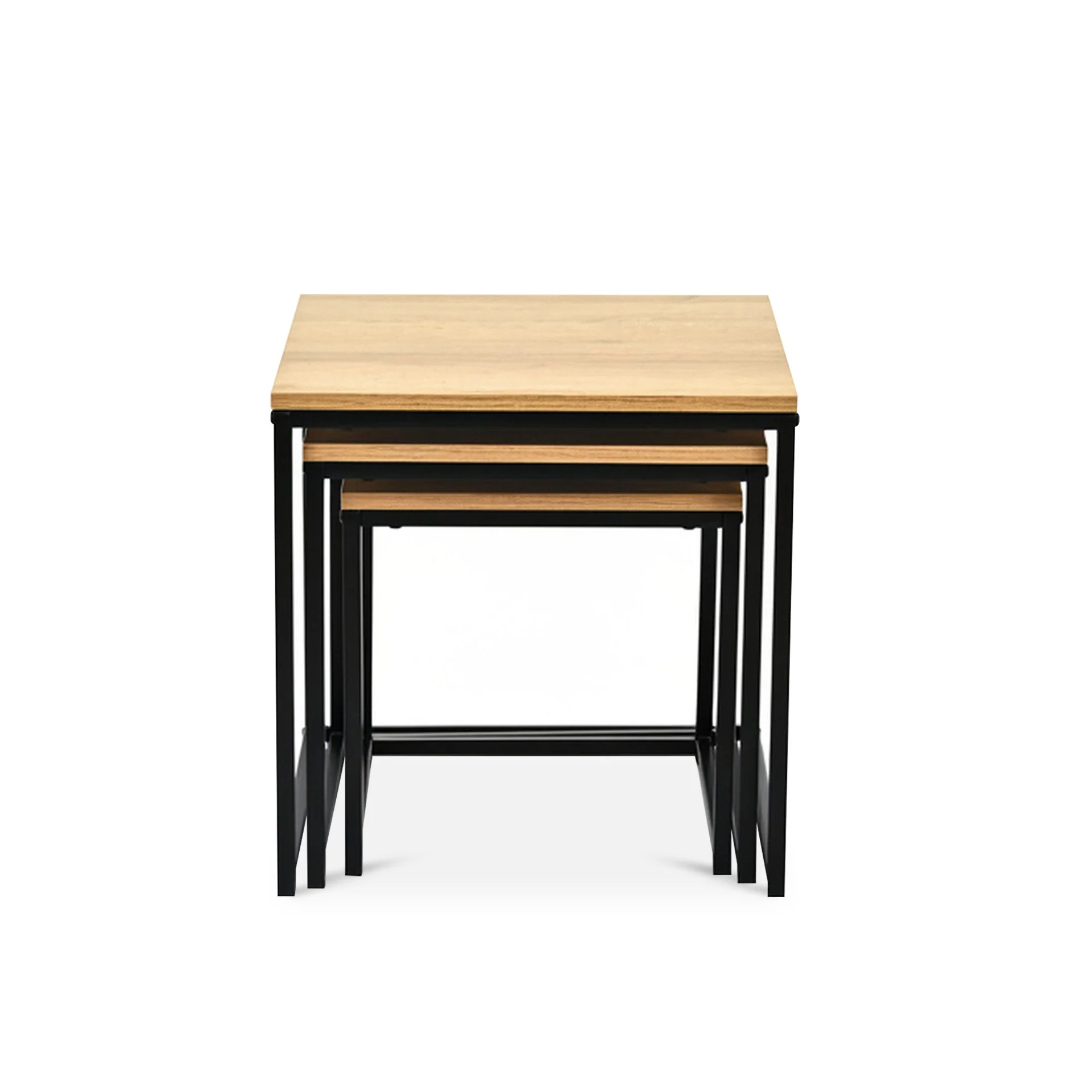 Trio 3 Piece Nesting Coffee Table Set - Oak - Image 10