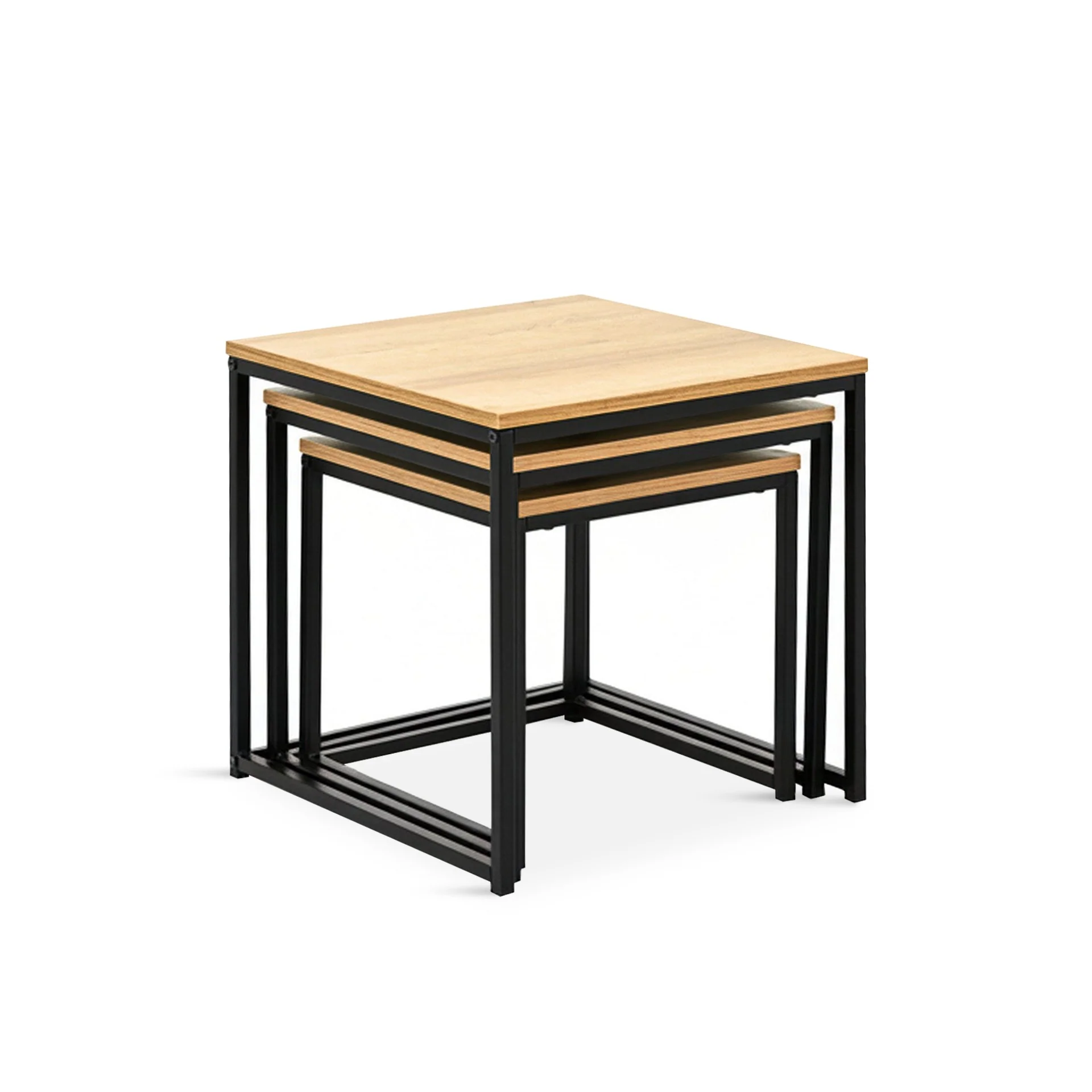 Trio 3 Piece Nesting Coffee Table Set - Oak - Image 11