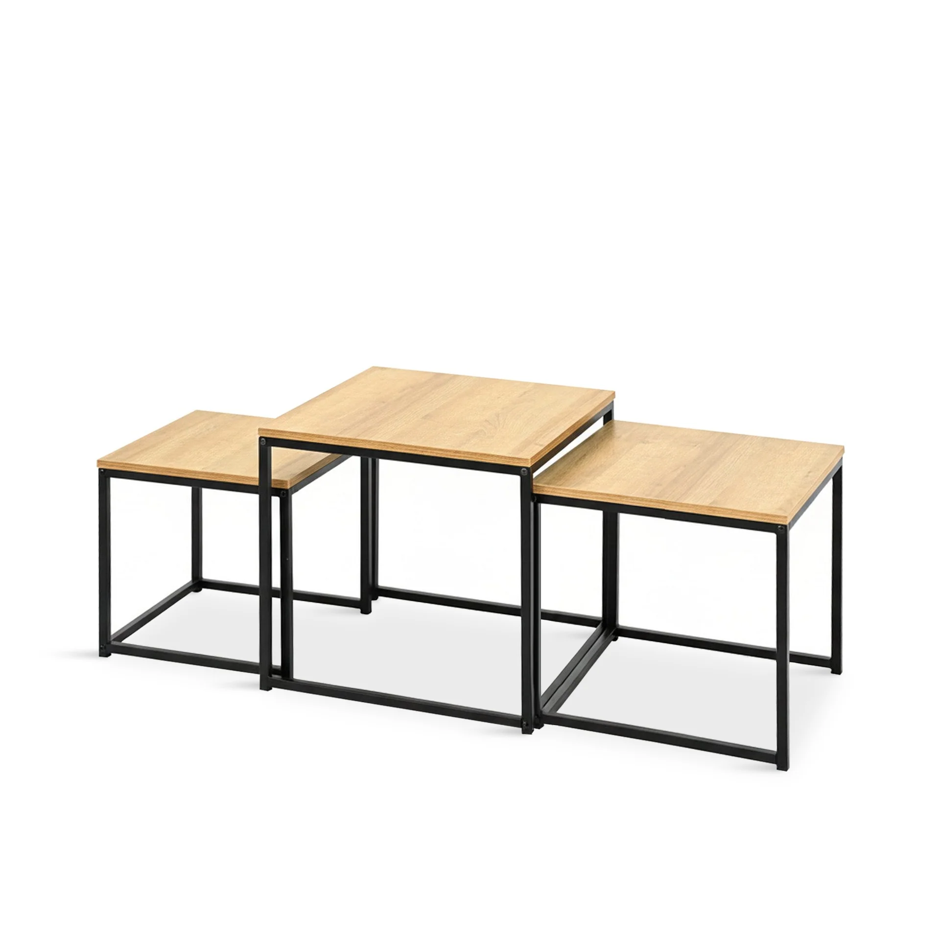 Trio 3 Piece Nesting Coffee Table Set - Oak - Image 7