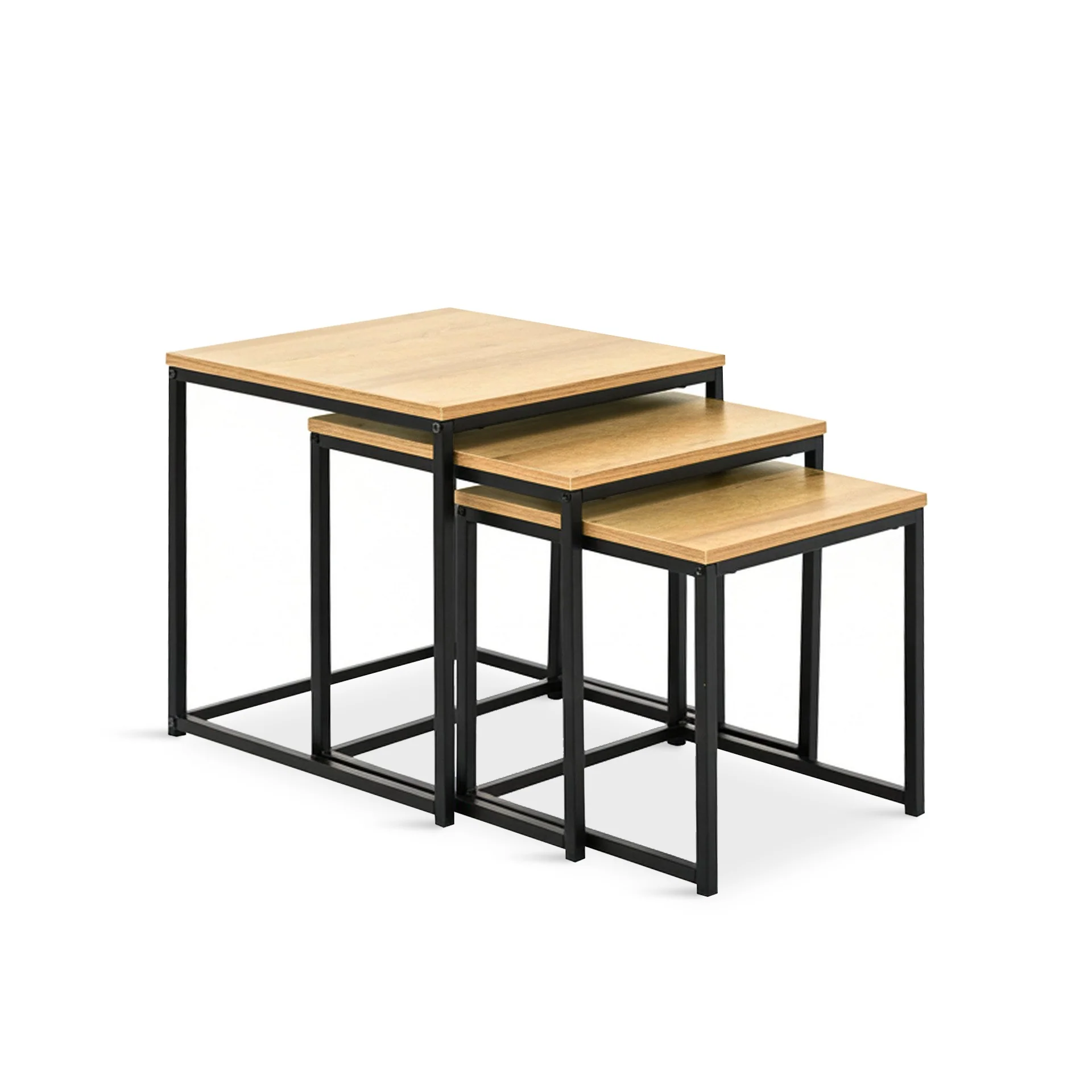 Trio 3 Piece Nesting Coffee Table Set - Oak - Image 9