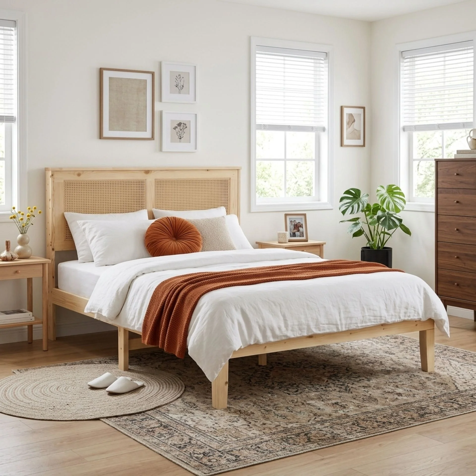 Tropi Double Wooden Bed Frame - Natural - Image 2