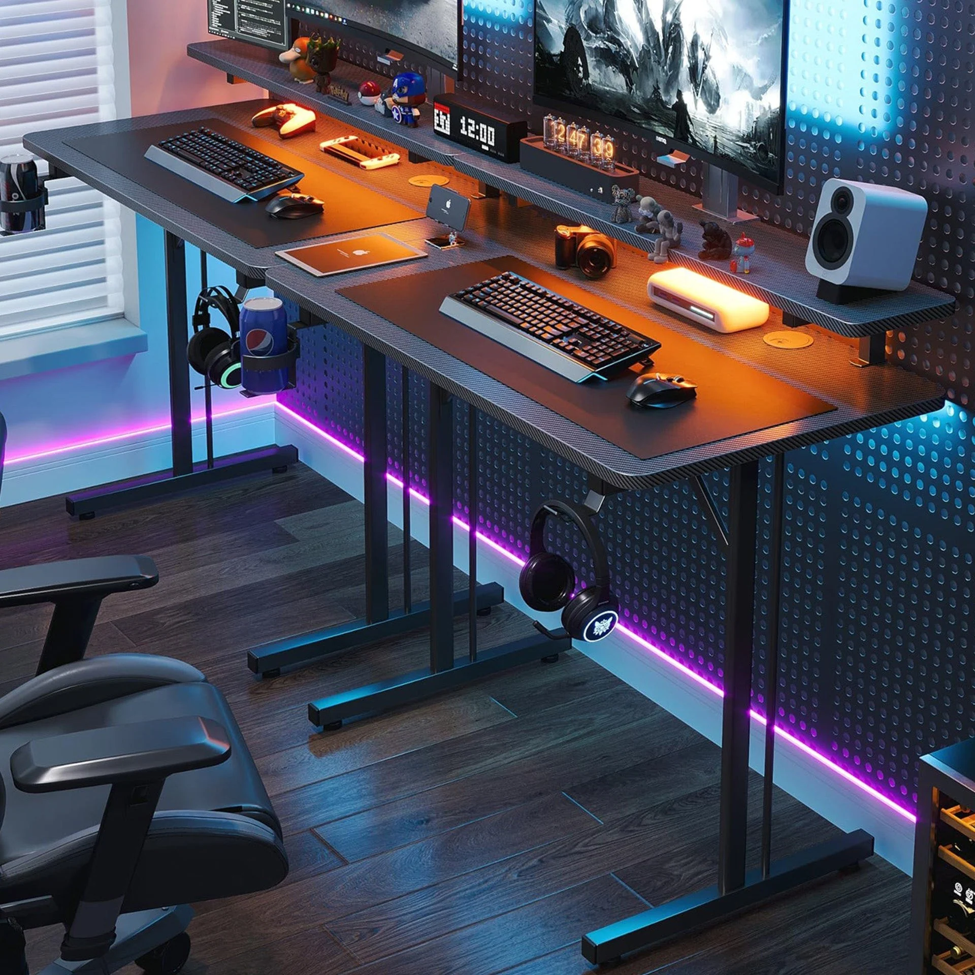 Tucker 80cm LED Gaming Desk - Carbon Black - Image 4
