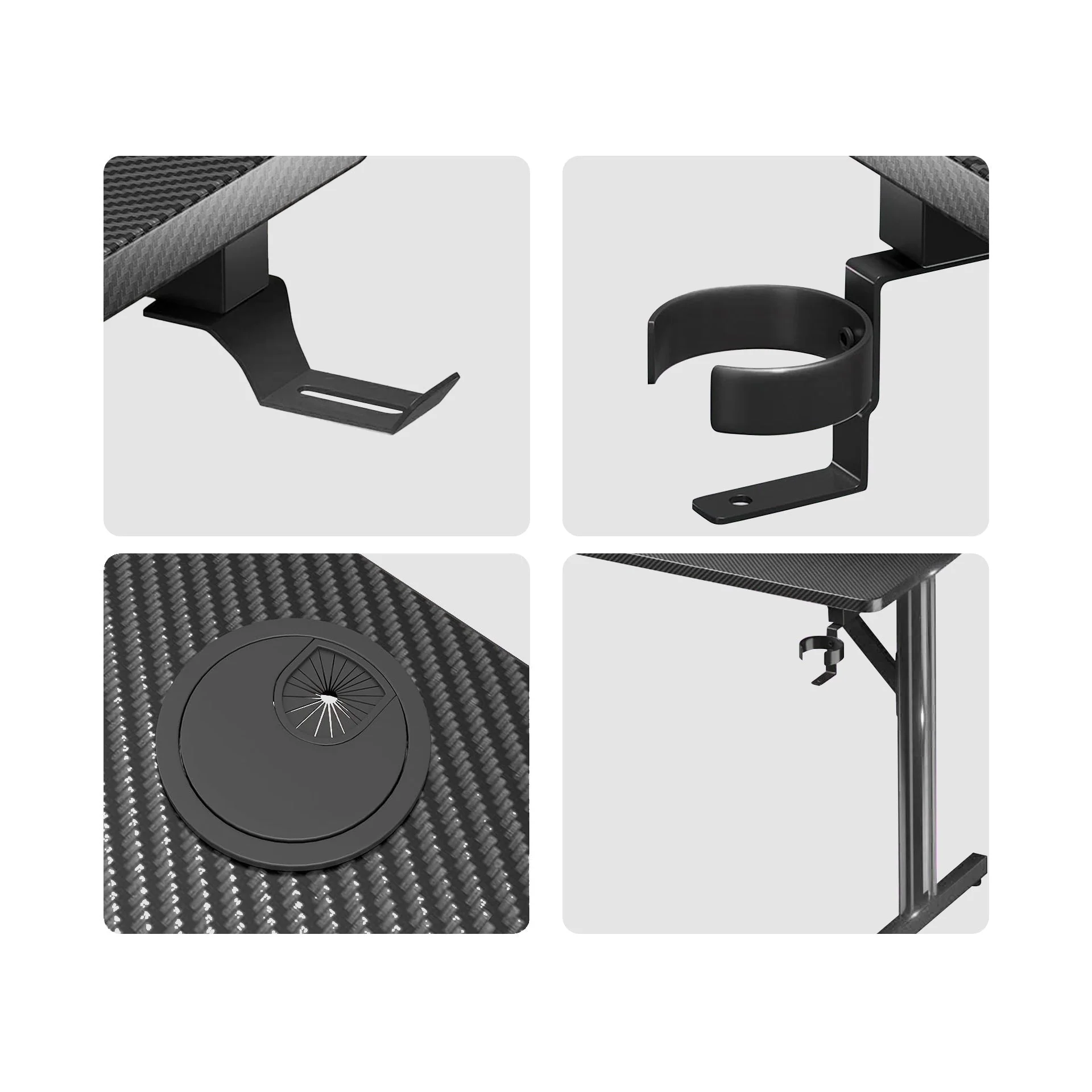 Tucker 80cm LED Gaming Desk - Carbon Black - Image 7