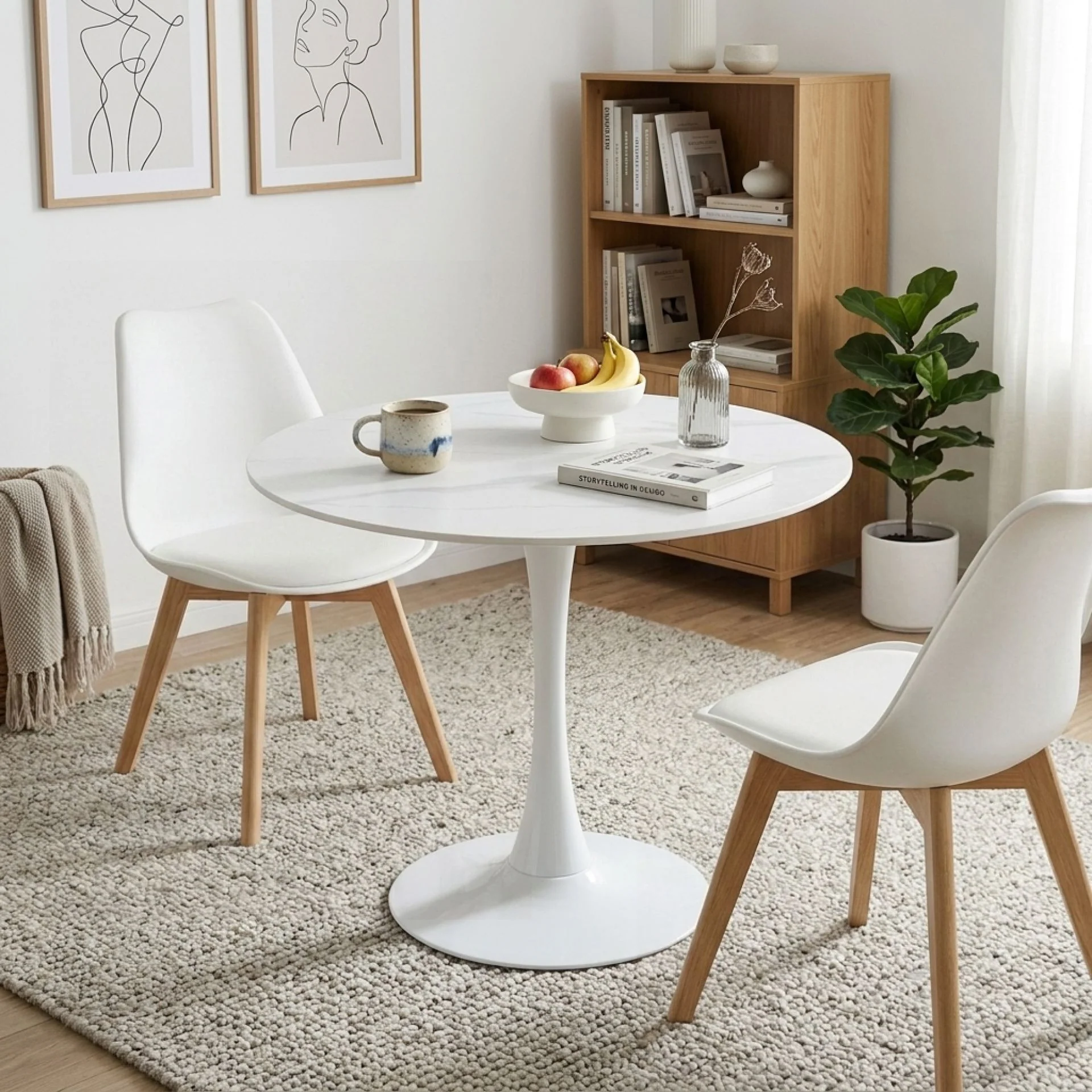 Tulesso Round Dining Table 90x75cm - Snow White - Image 3