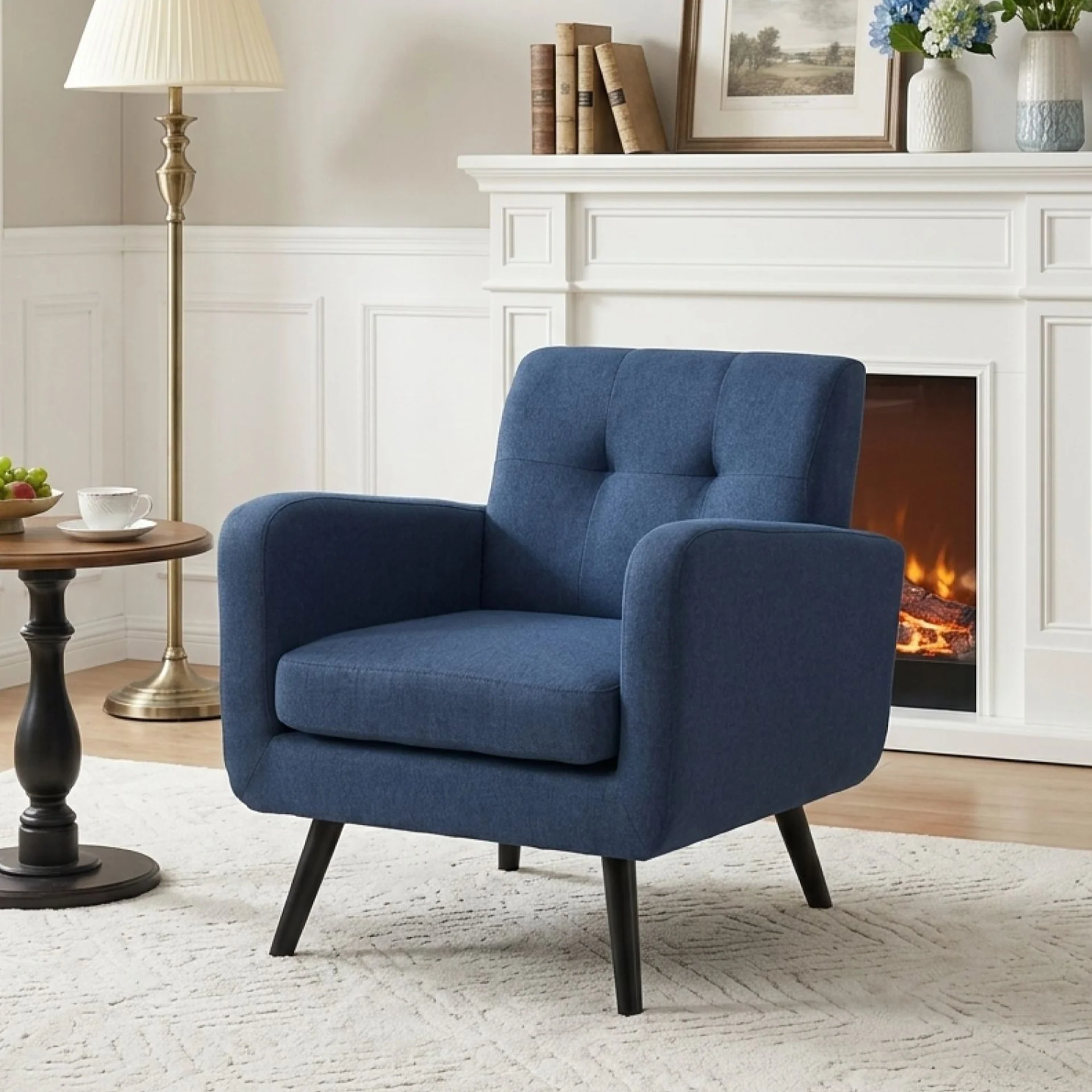 Tulo Linen Armchair - Dark Blue
