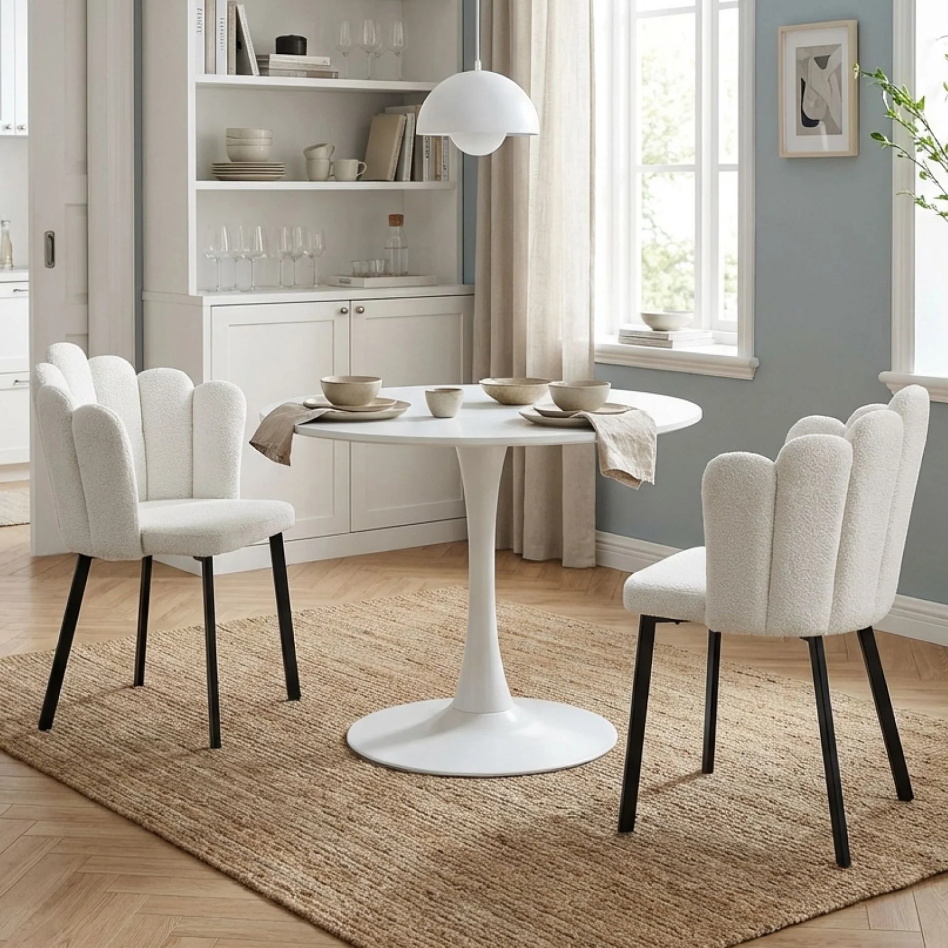 Urban Petal-shaped Upholstered Dining Chair - Set of 2 - Beige - Image 3
