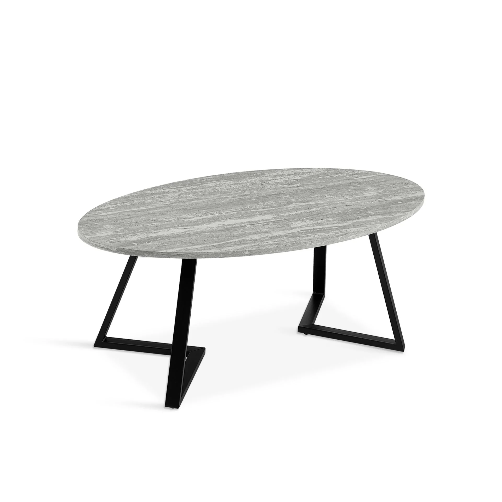Ursula Oval Coffee Table 120 x 60cm - Grey + Black - Image 6