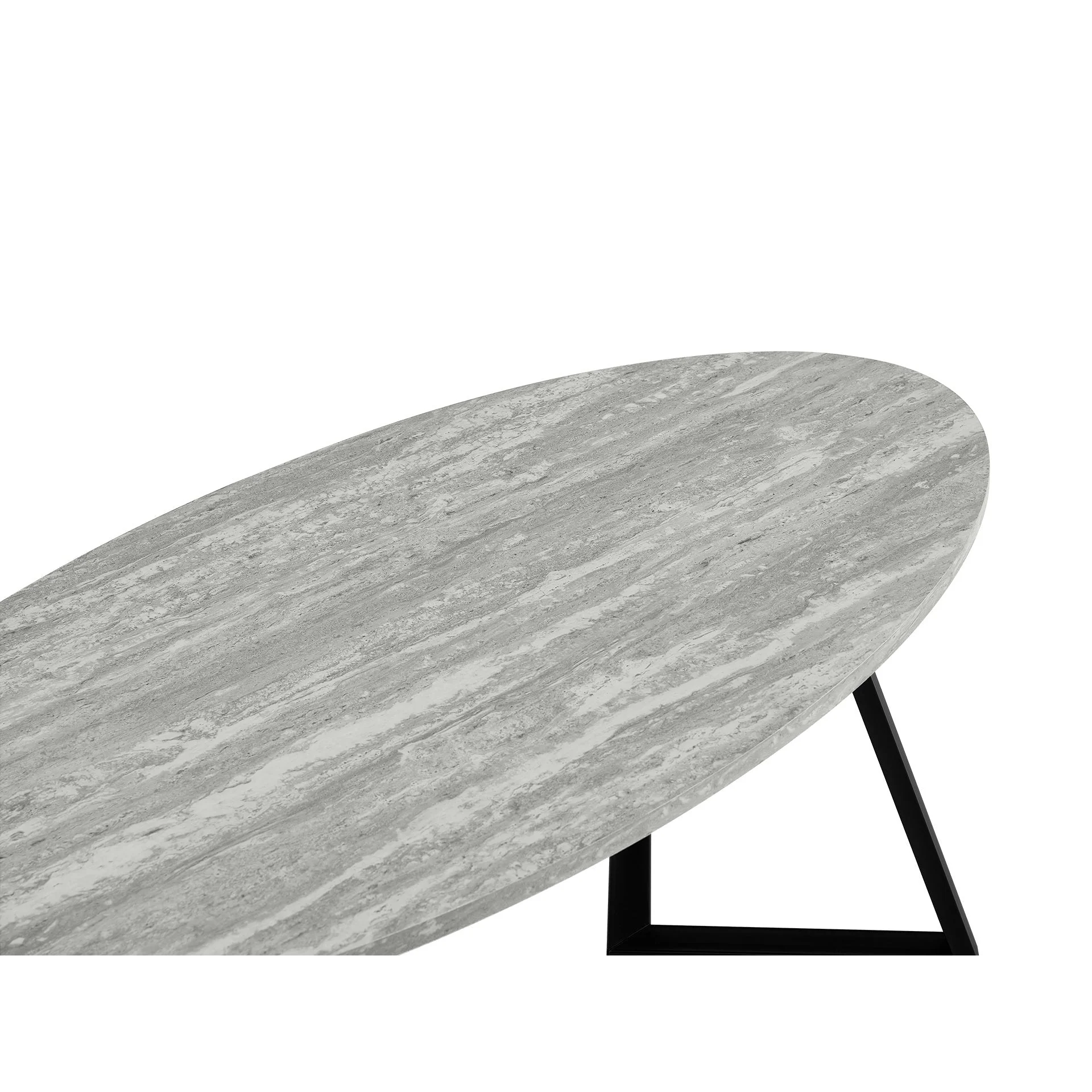 Ursula Oval Coffee Table 120 x 60cm - Grey + Black - Image 8