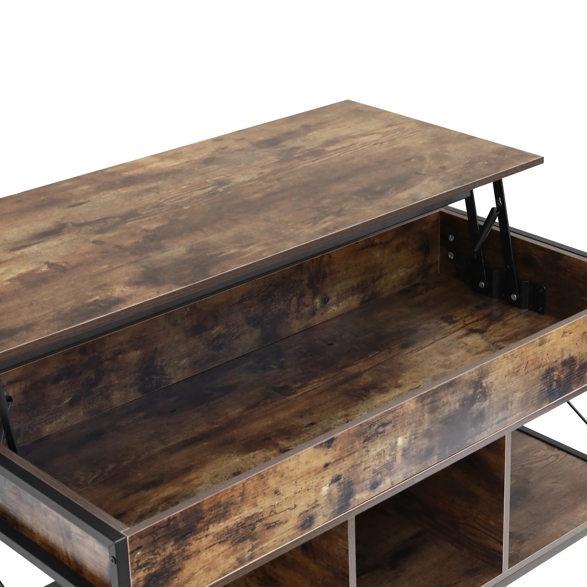 Vault Lift-Top Storage Coffee Table - Rustic Brown - Image 10