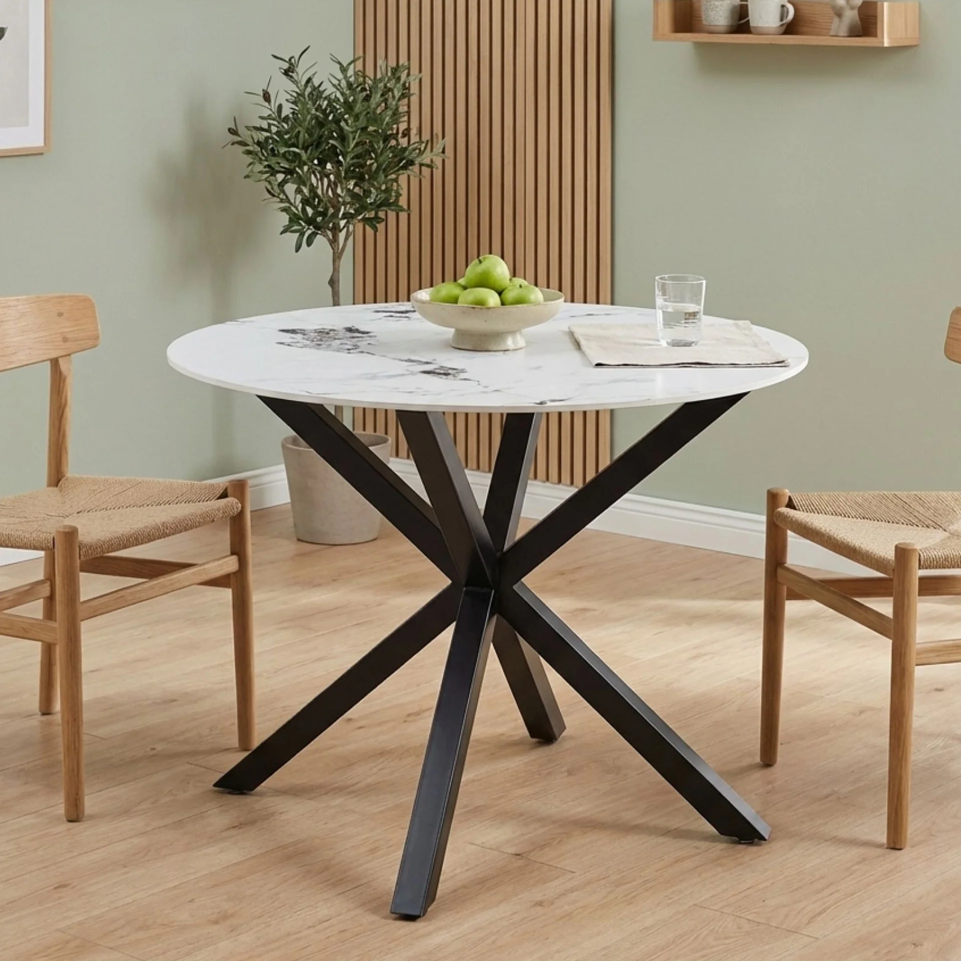 Vento Sintered Stone Round Dining Table 100x78cm - Snow White - Image 6