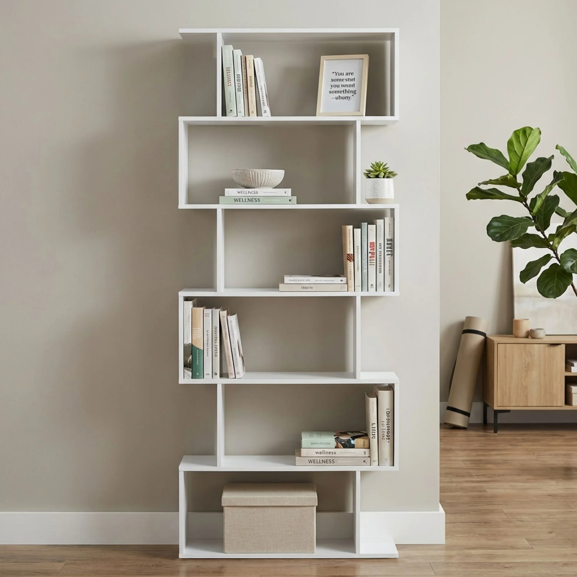 Verta 6 Tier Bookshelf Display Shelf - White - Image 2