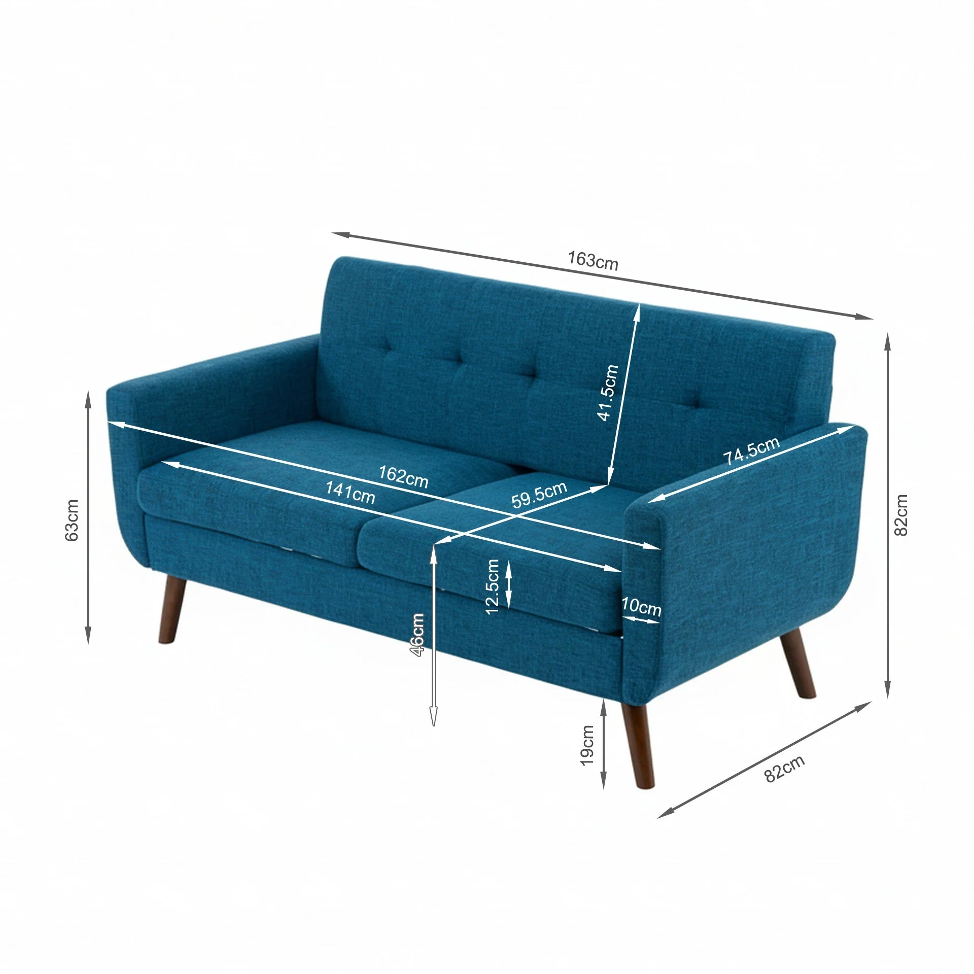 Vibe Linen 2 Seater Sofa - Blue - Image 14