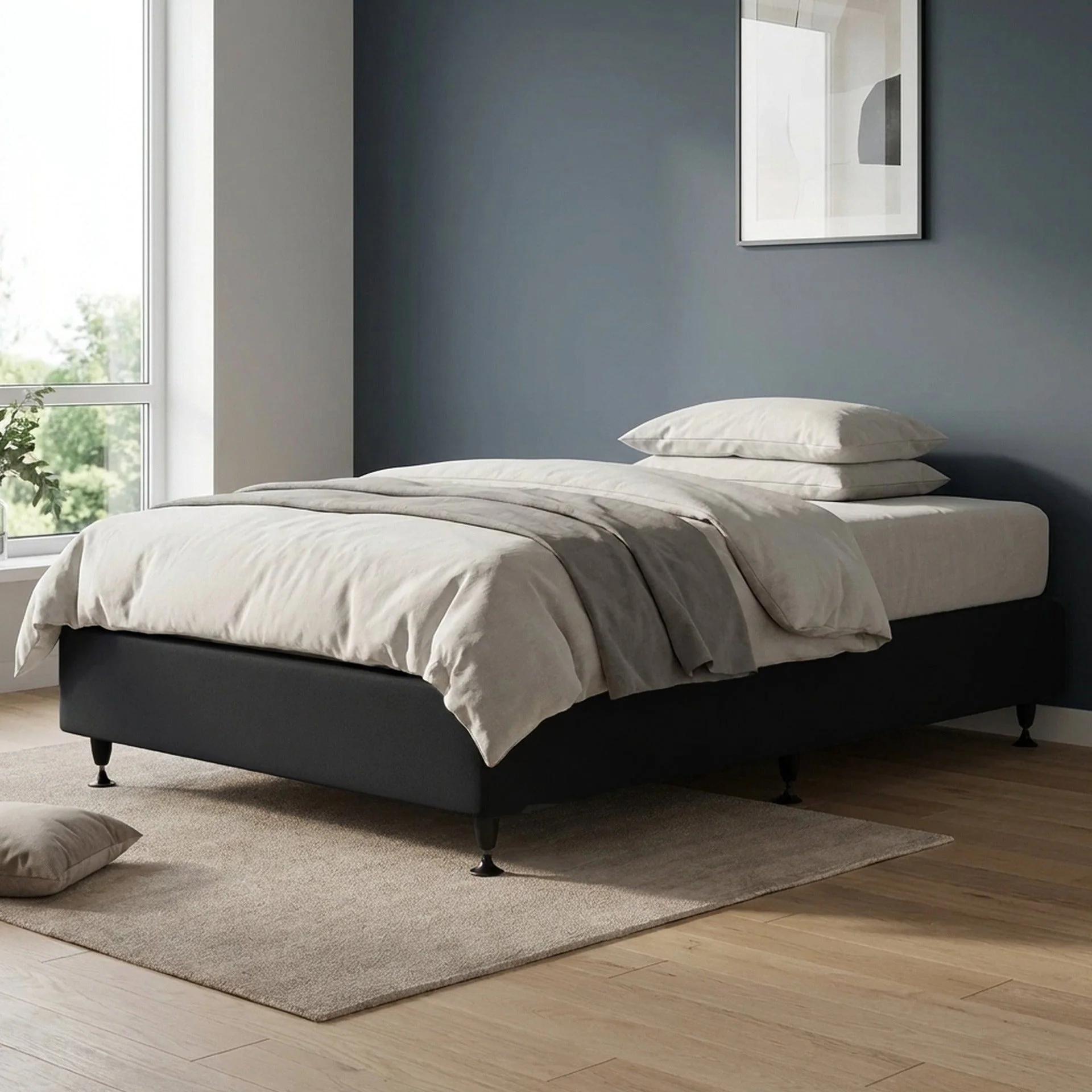 Vinson Fabric Double Bed Base - Black - Image 4