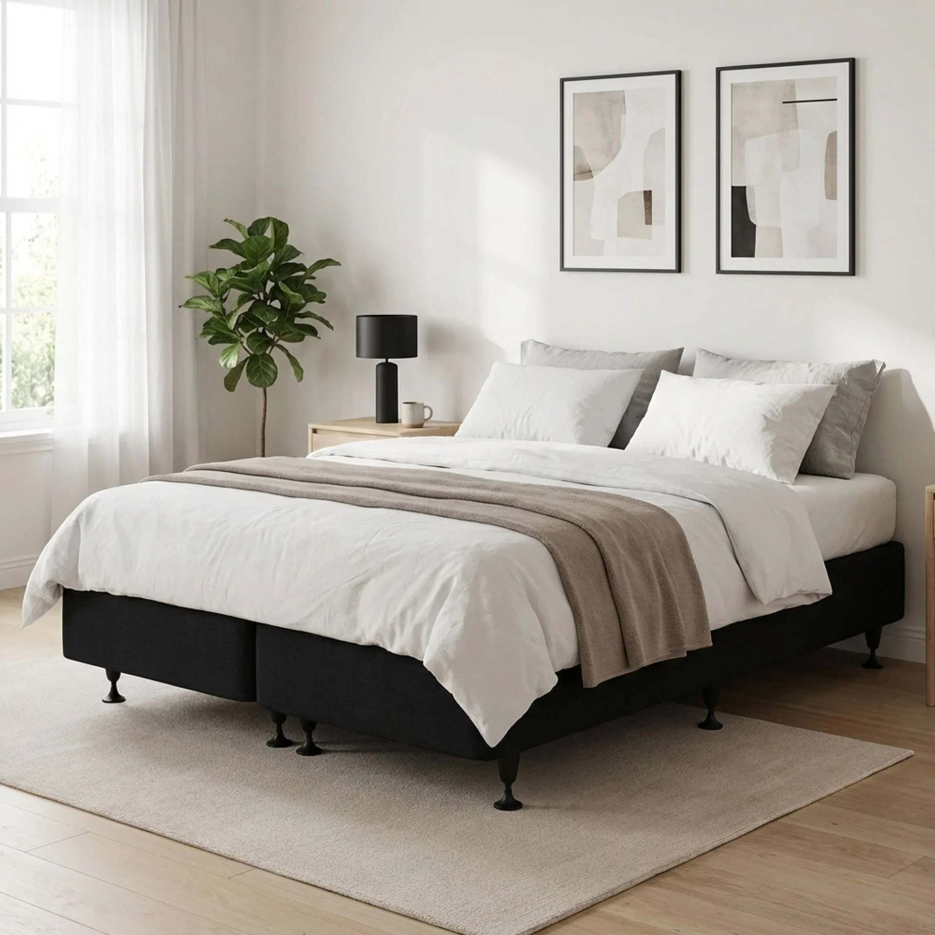 Vinson Fabric Super King Split Bed Base - Black - Image 3
