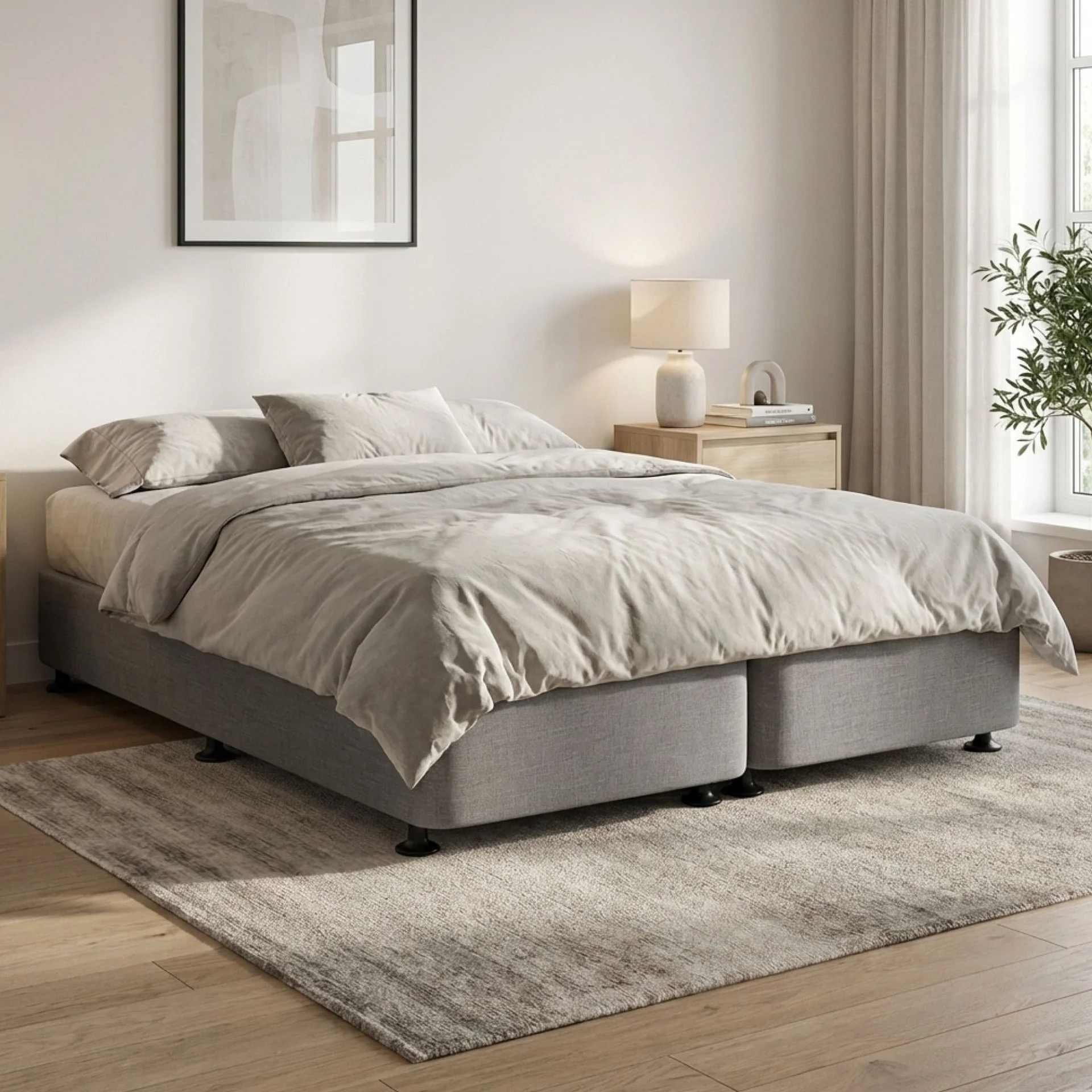 Vinson Fabric Super King Split Bed Base - Grey