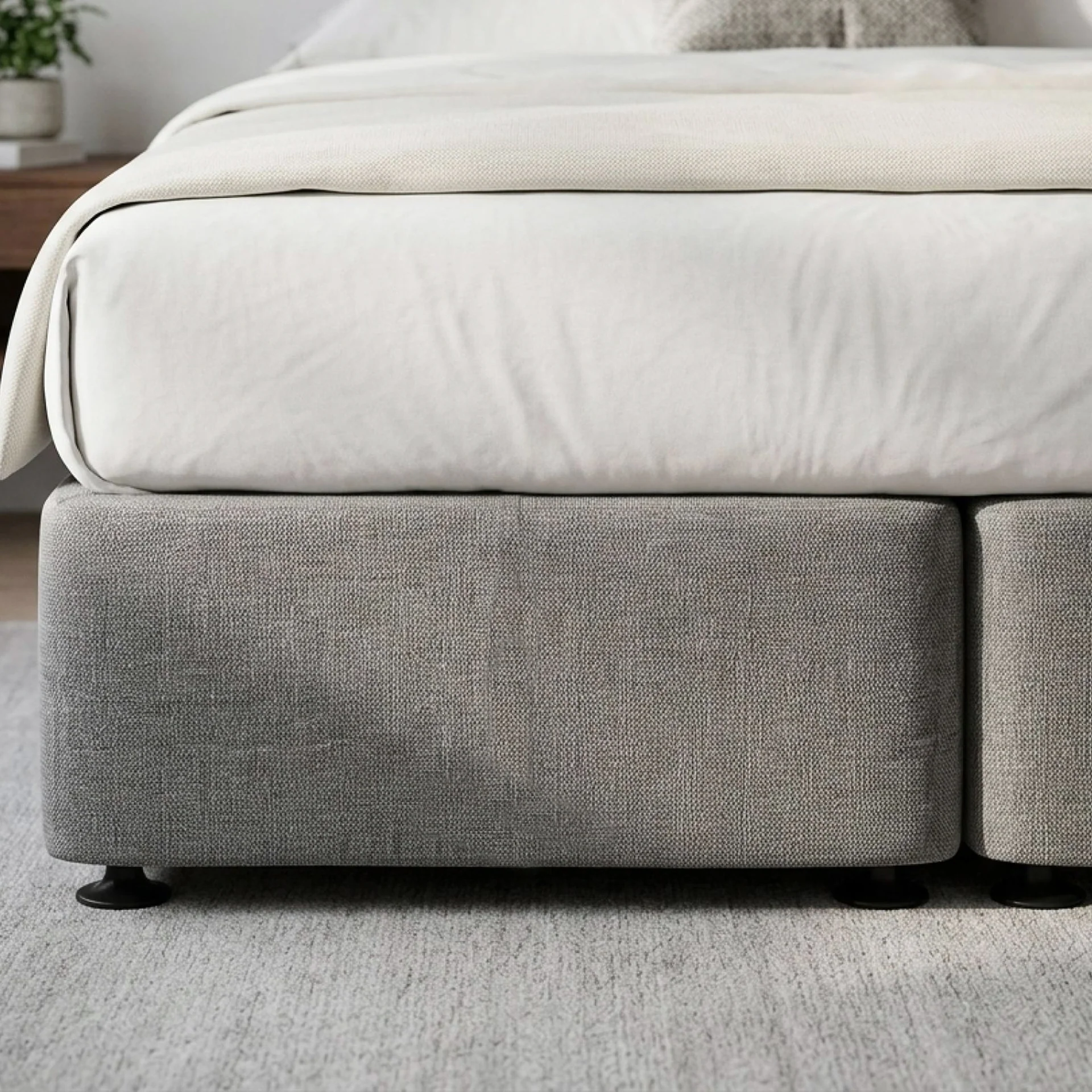 Vinson Fabric Super King Split Bed Base - Grey - Image 5