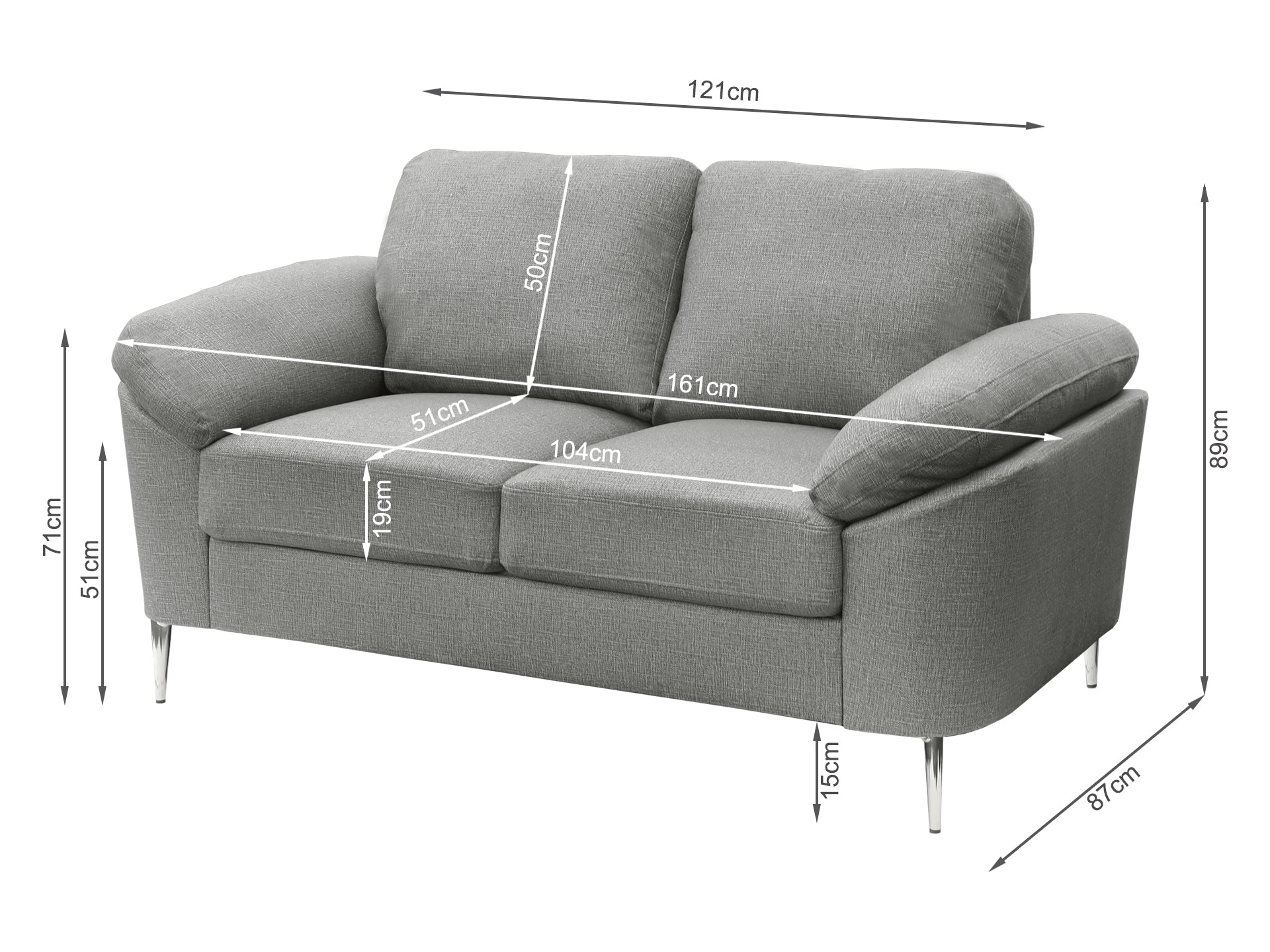 Visalia 2 Seater Sofa - Dark Grey - Image 6
