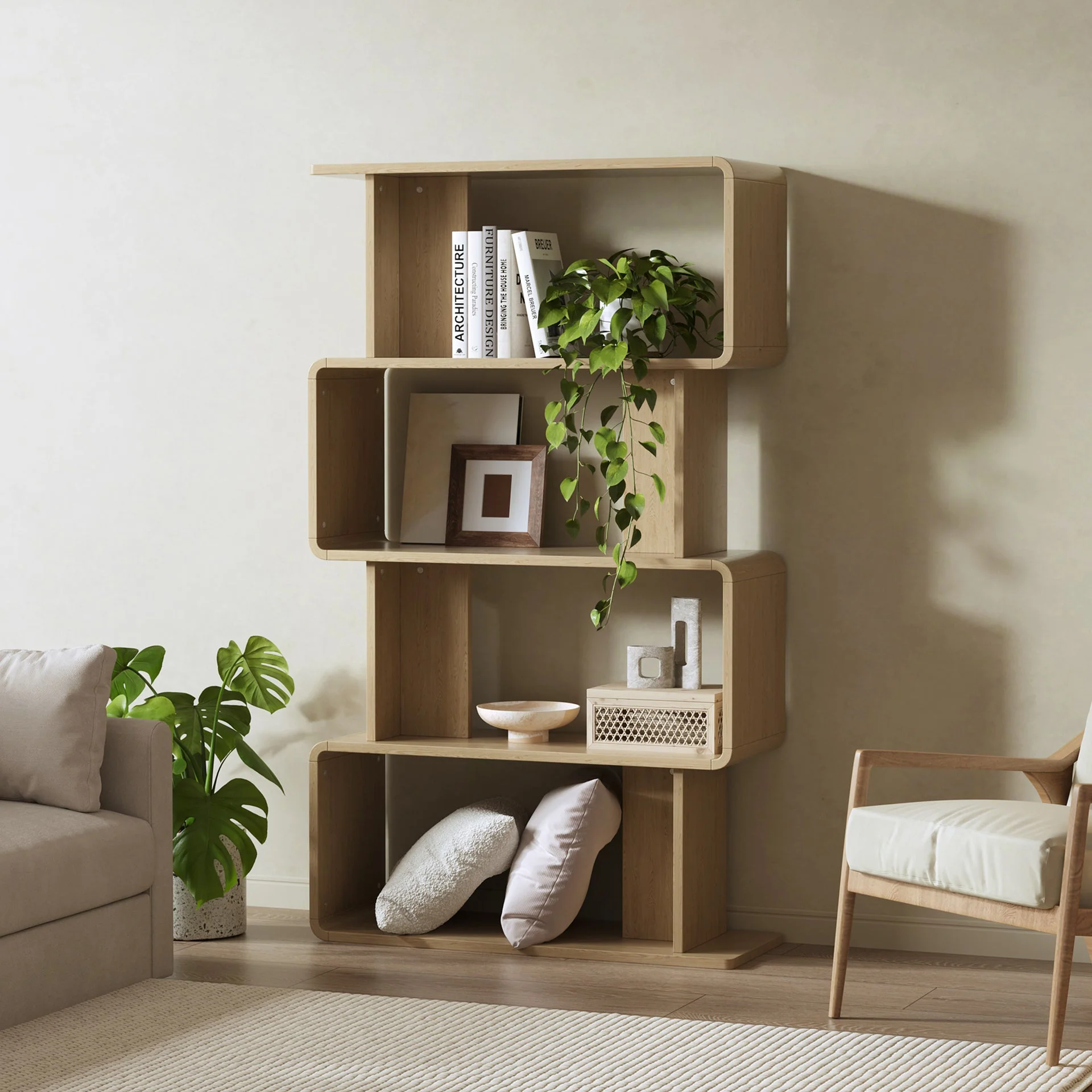Waitoa 4 Tier Storage Shelf - Oak - Image 2