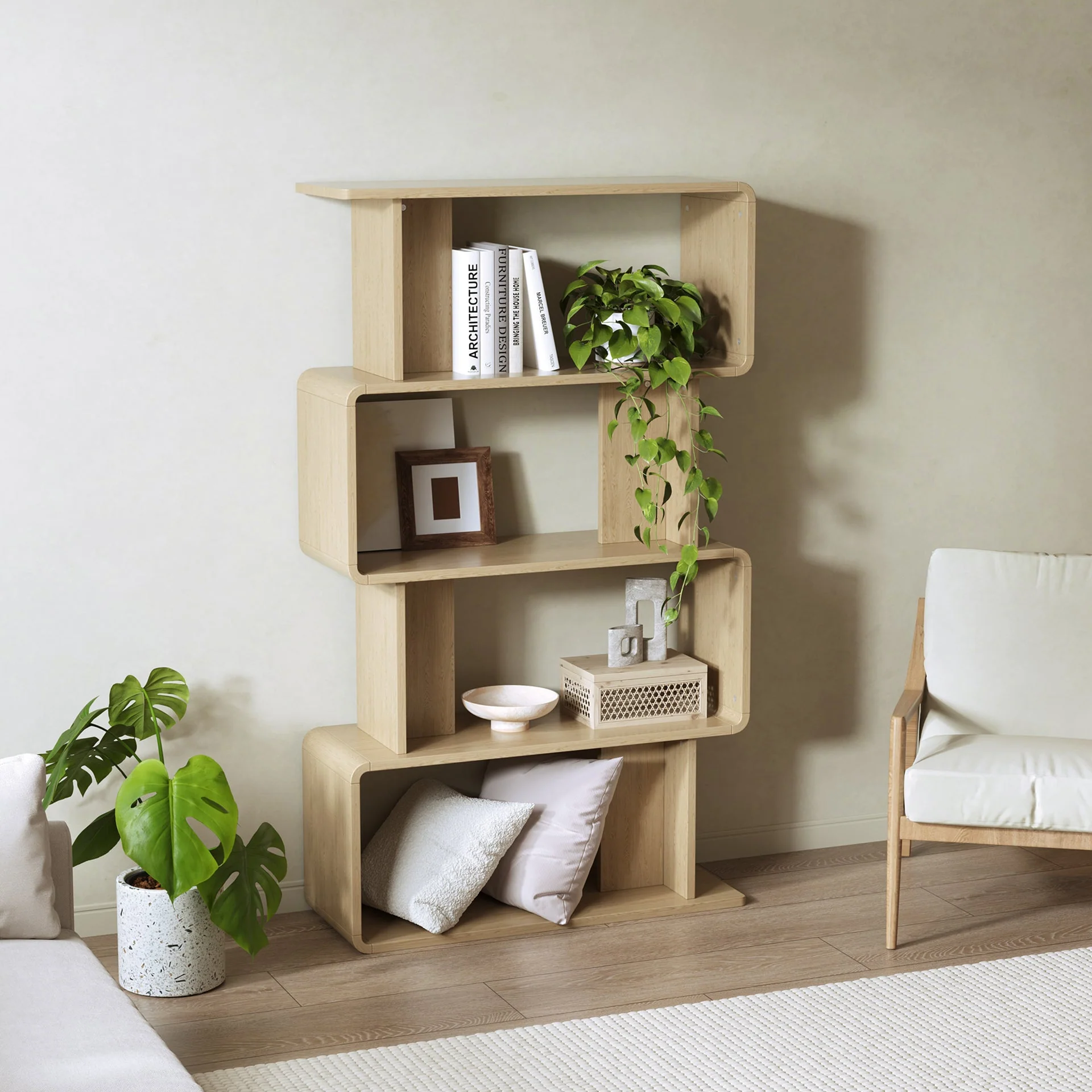Waitoa 4 Tier Storage Shelf - Oak - Image 3