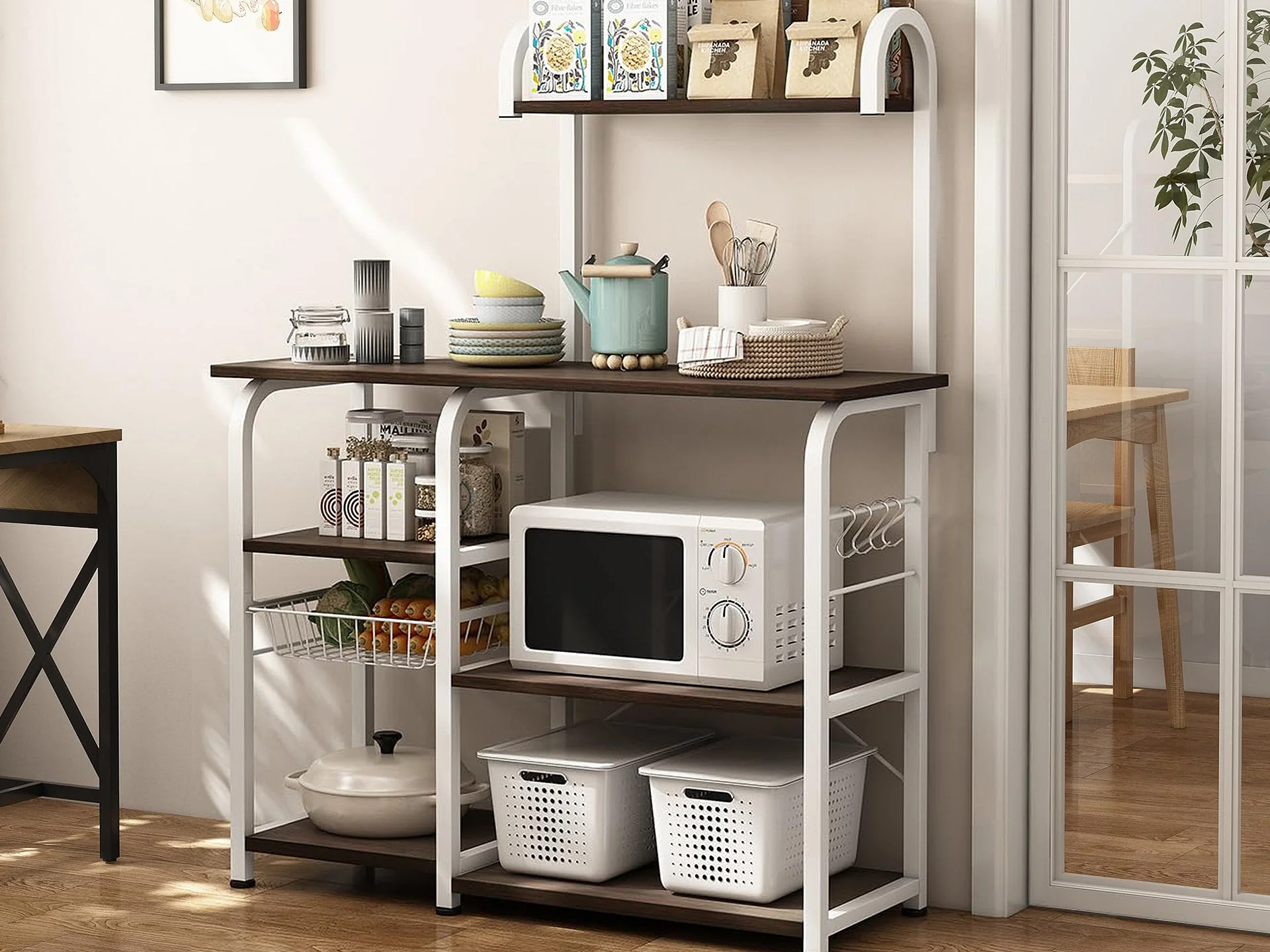 Ward Kitchen Storage Shelf Microwave Stand - Black Walnut - Image 4