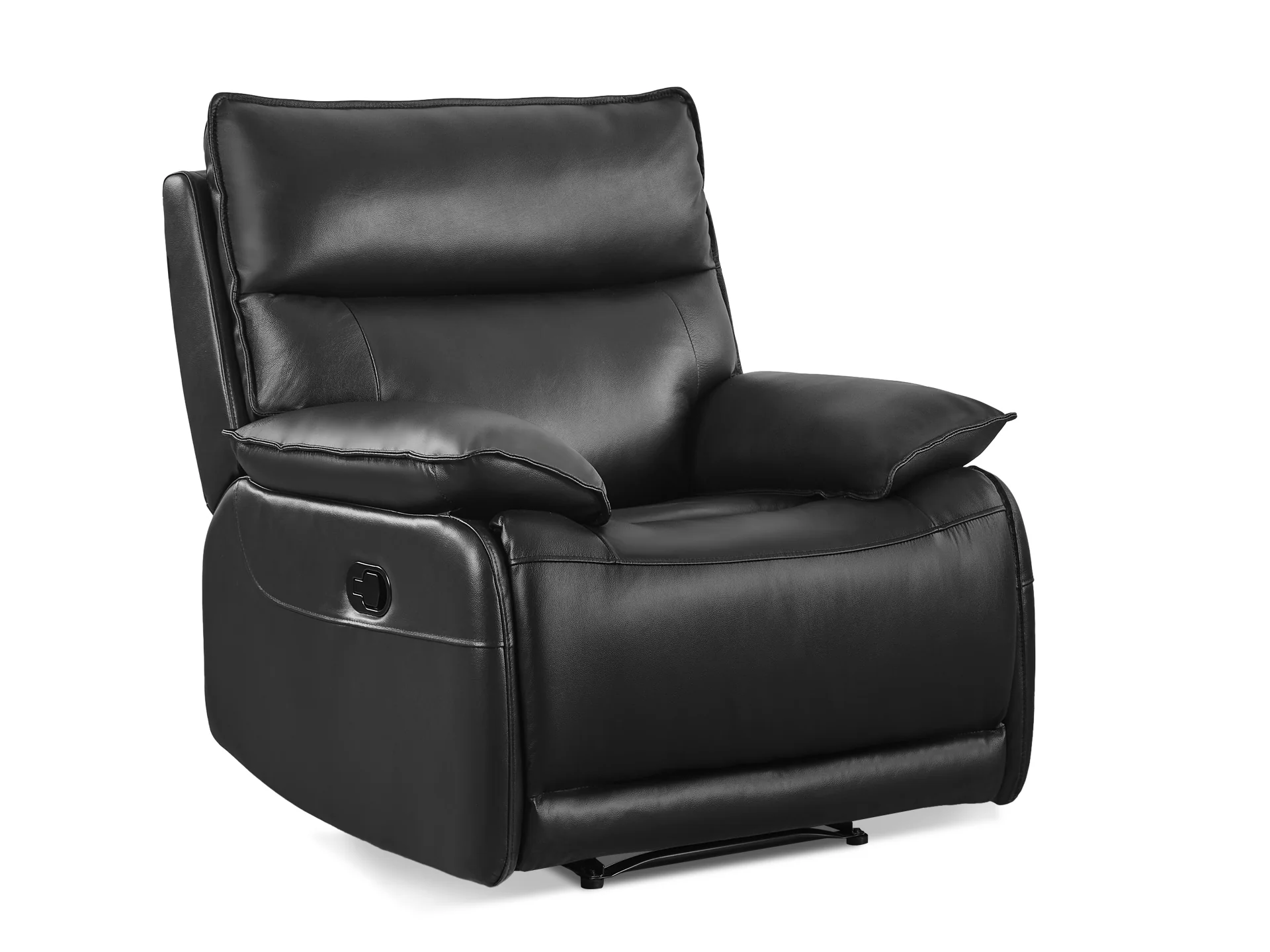 Wellsford Manual Leather Recliner Sofa Set - Black - Image 3