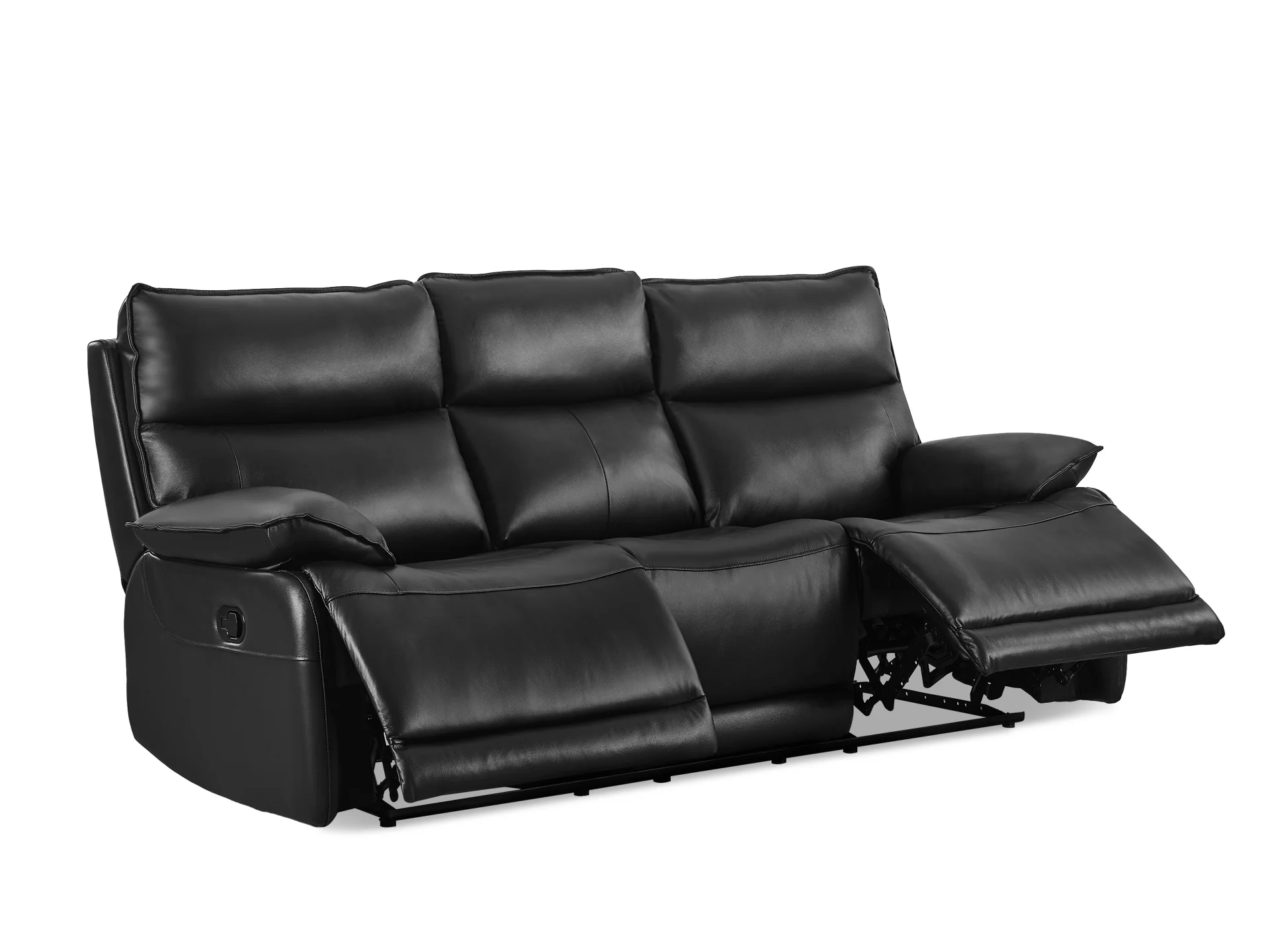 Wellsford Manual Leather Recliner Sofa Set - Black - Image 8