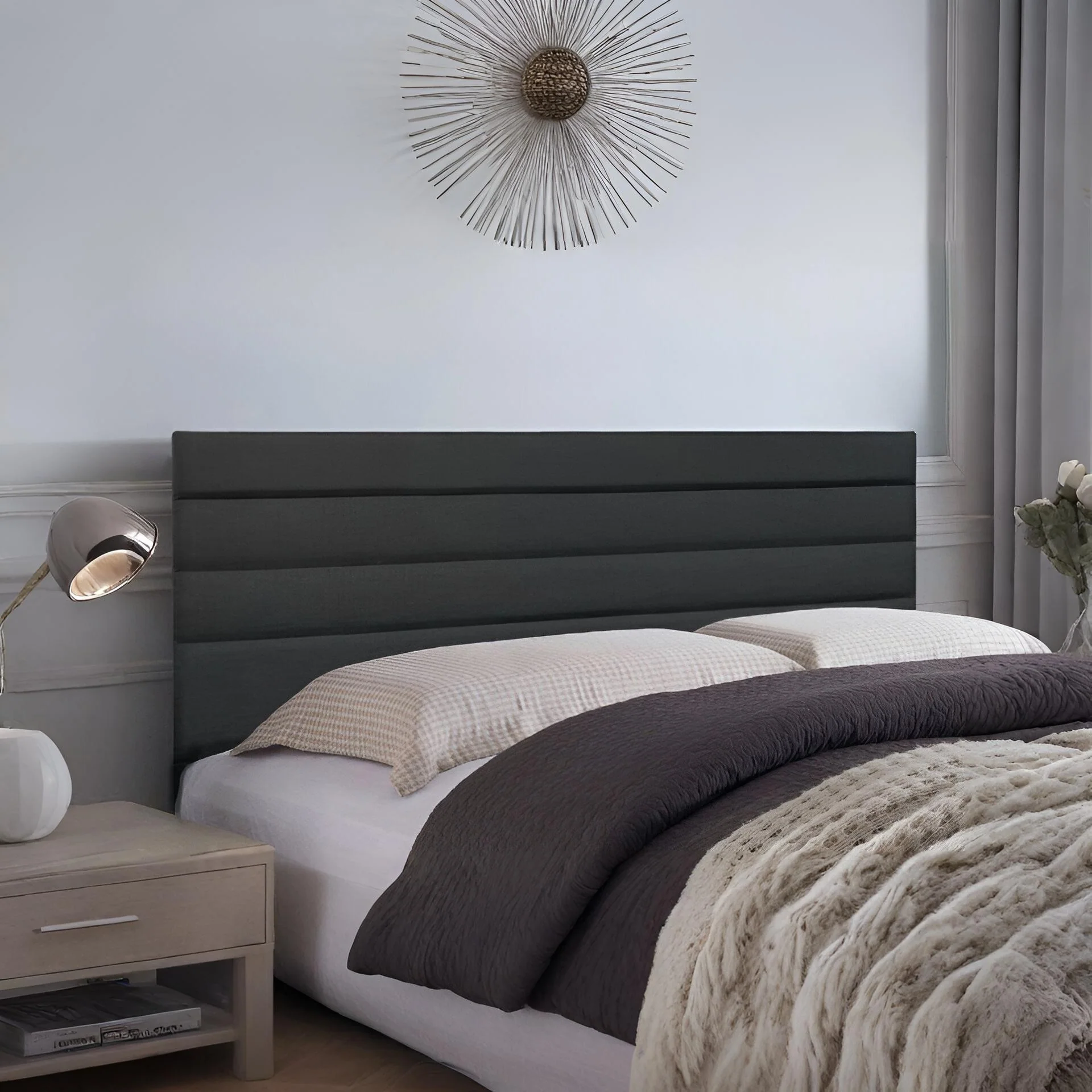 WENDY Upholstered Headboard King - BLACK - Image 3