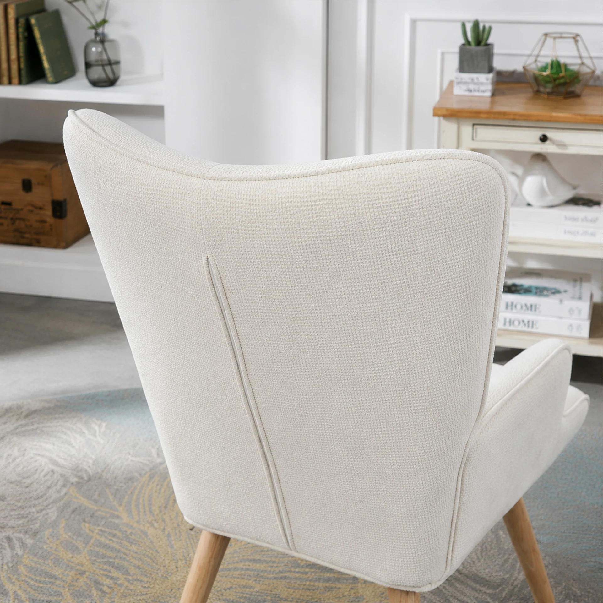 Wing Linen Armchair - Beige - Image 5
