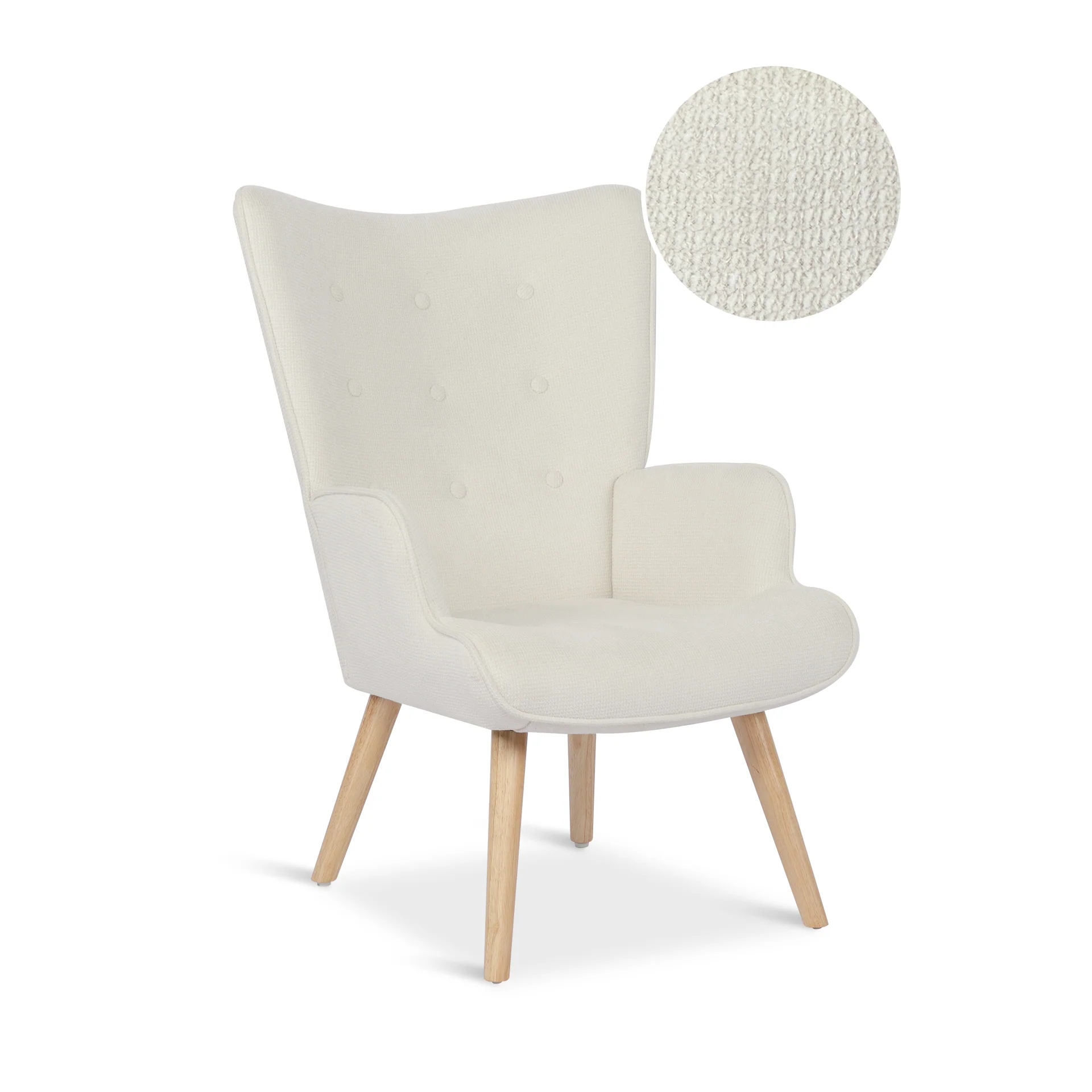 Wing Linen Armchair - Beige - Image 7