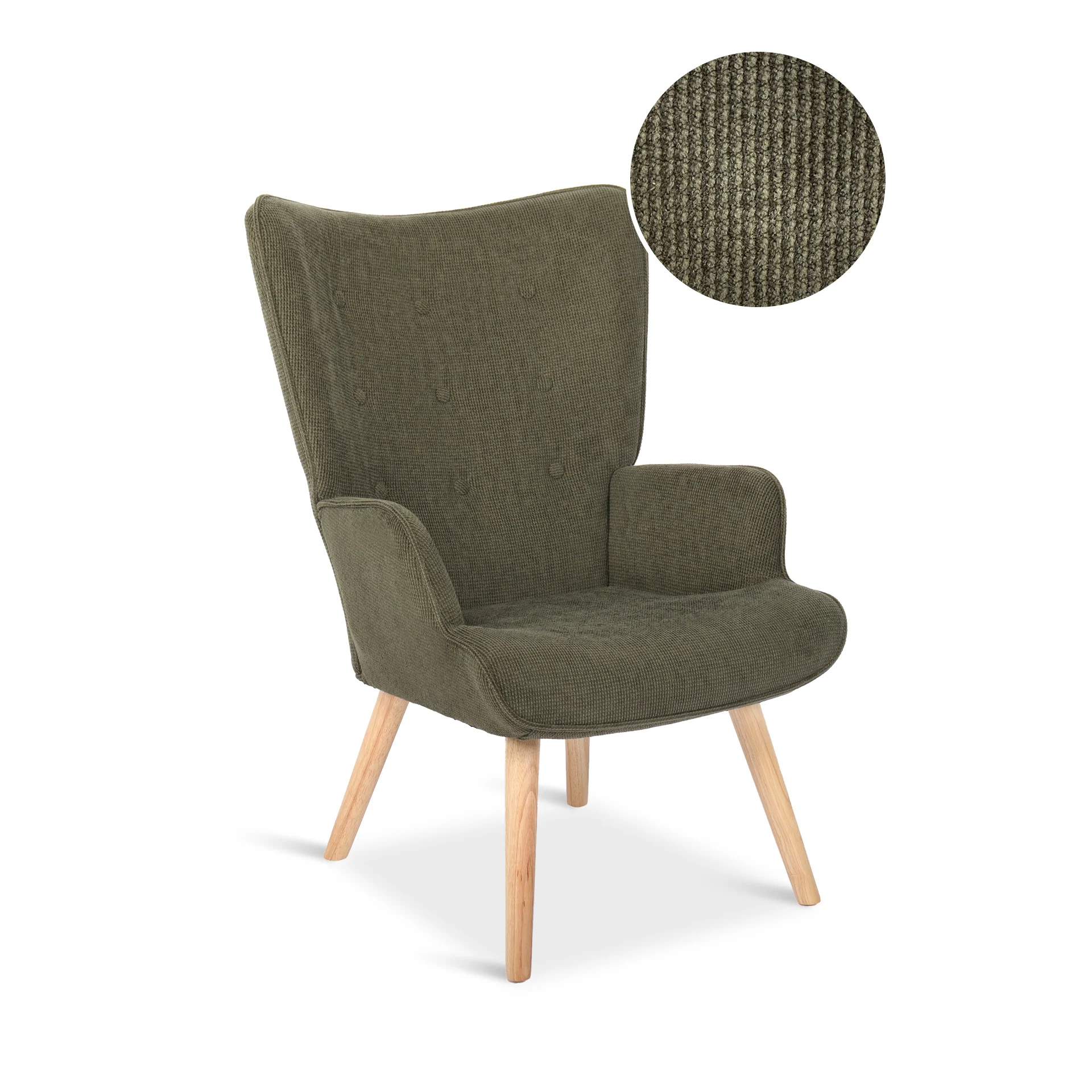 Wing Linen Armchair - Dark Green - Image 7
