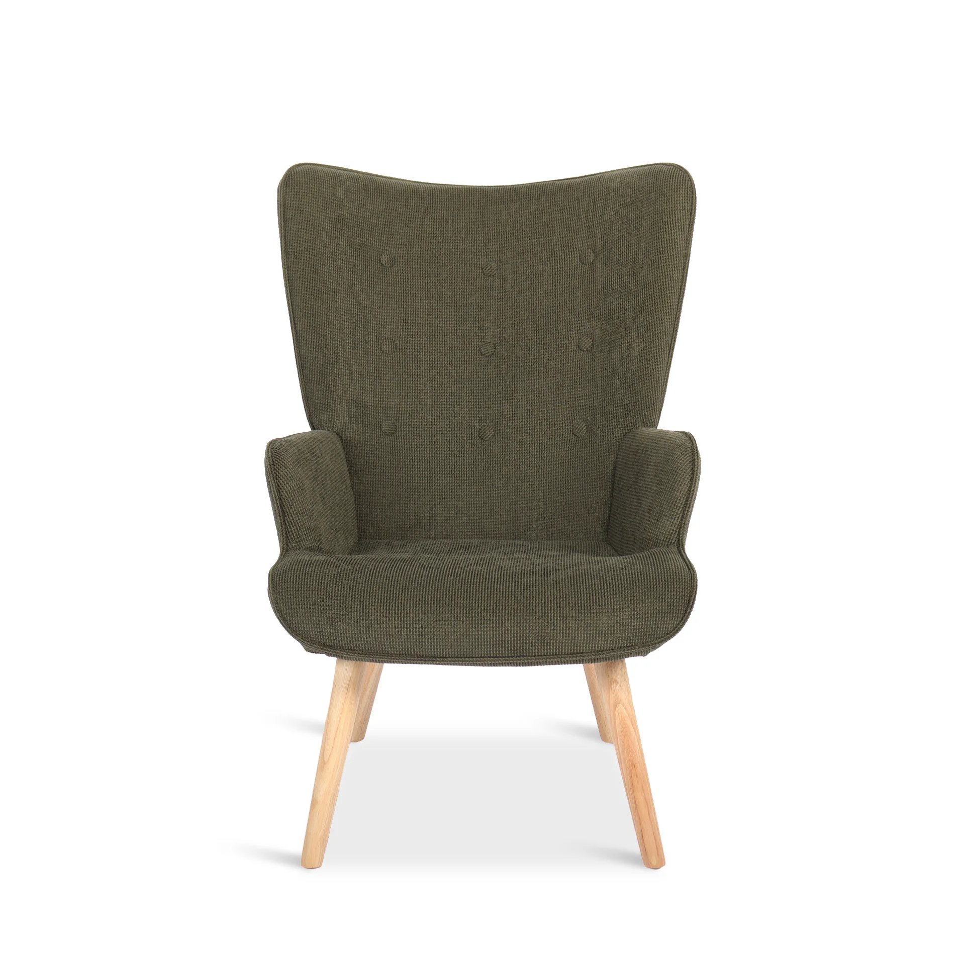 Wing Linen Armchair - Dark Green - Image 8